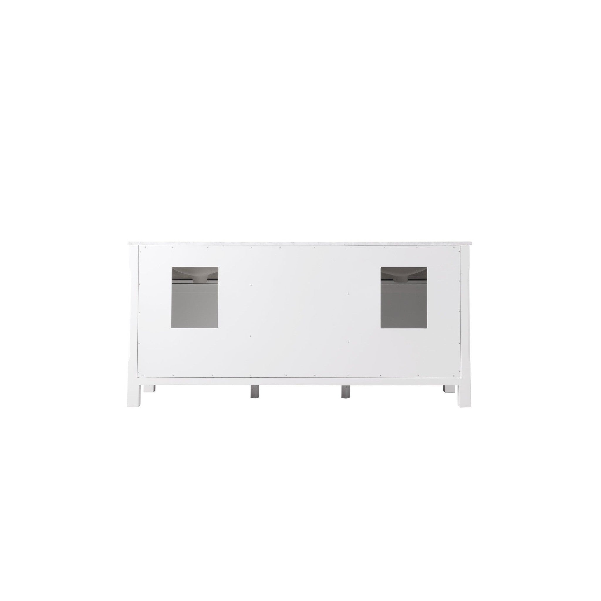 Maribella 72" Double Bathroom Vanity Set in White and Carrara White Marble Countertop without Mirror