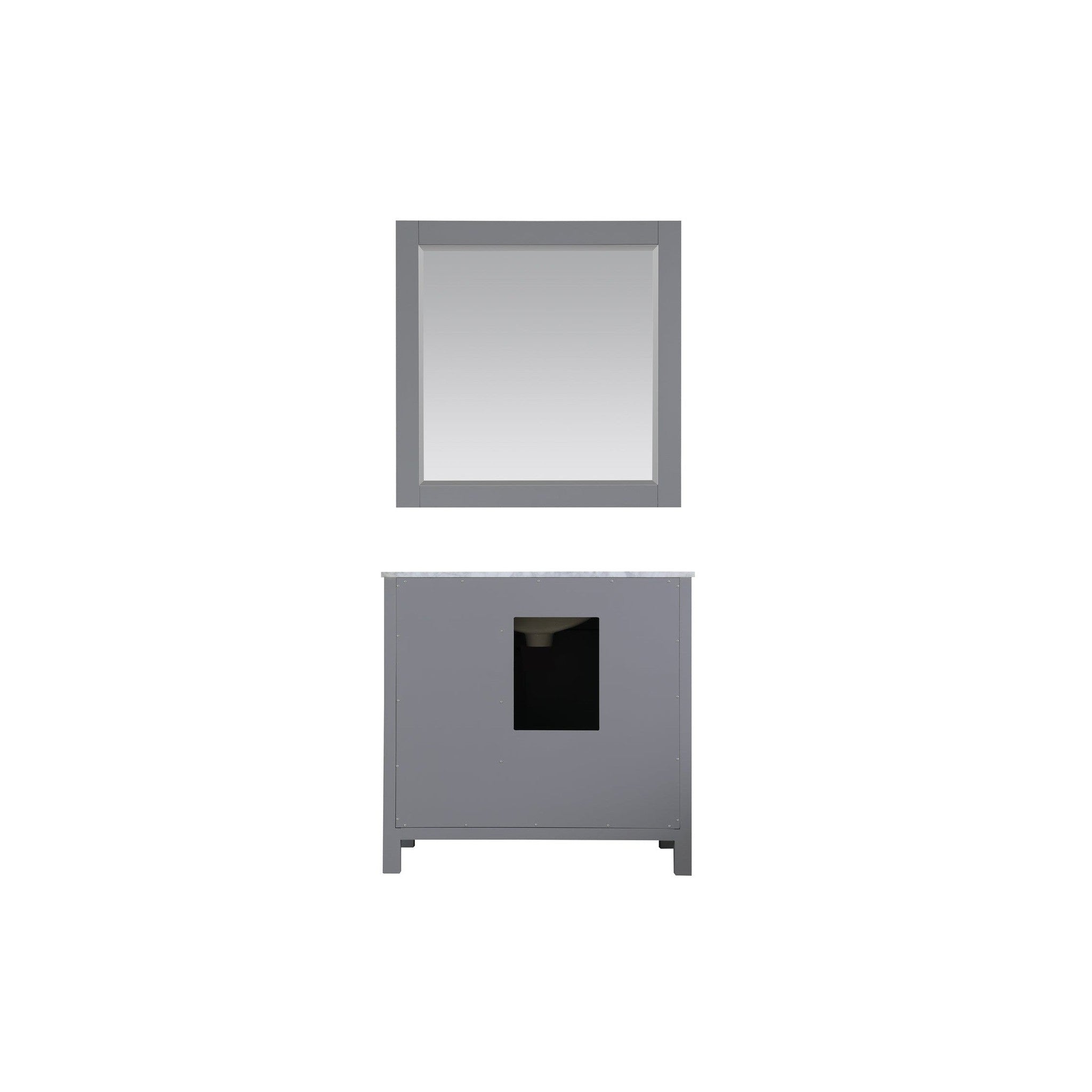 Kinsley 36" Single Bathroom Vanity Set in Gray and Carrara White Marble Countertop with Mirror