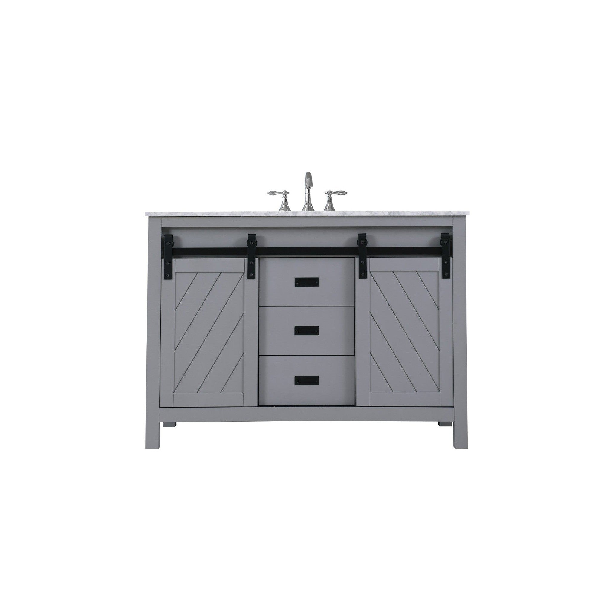 Kinsley 48" Single Bathroom Vanity Set in Gray and Carrara White Marble Countertop without Mirror