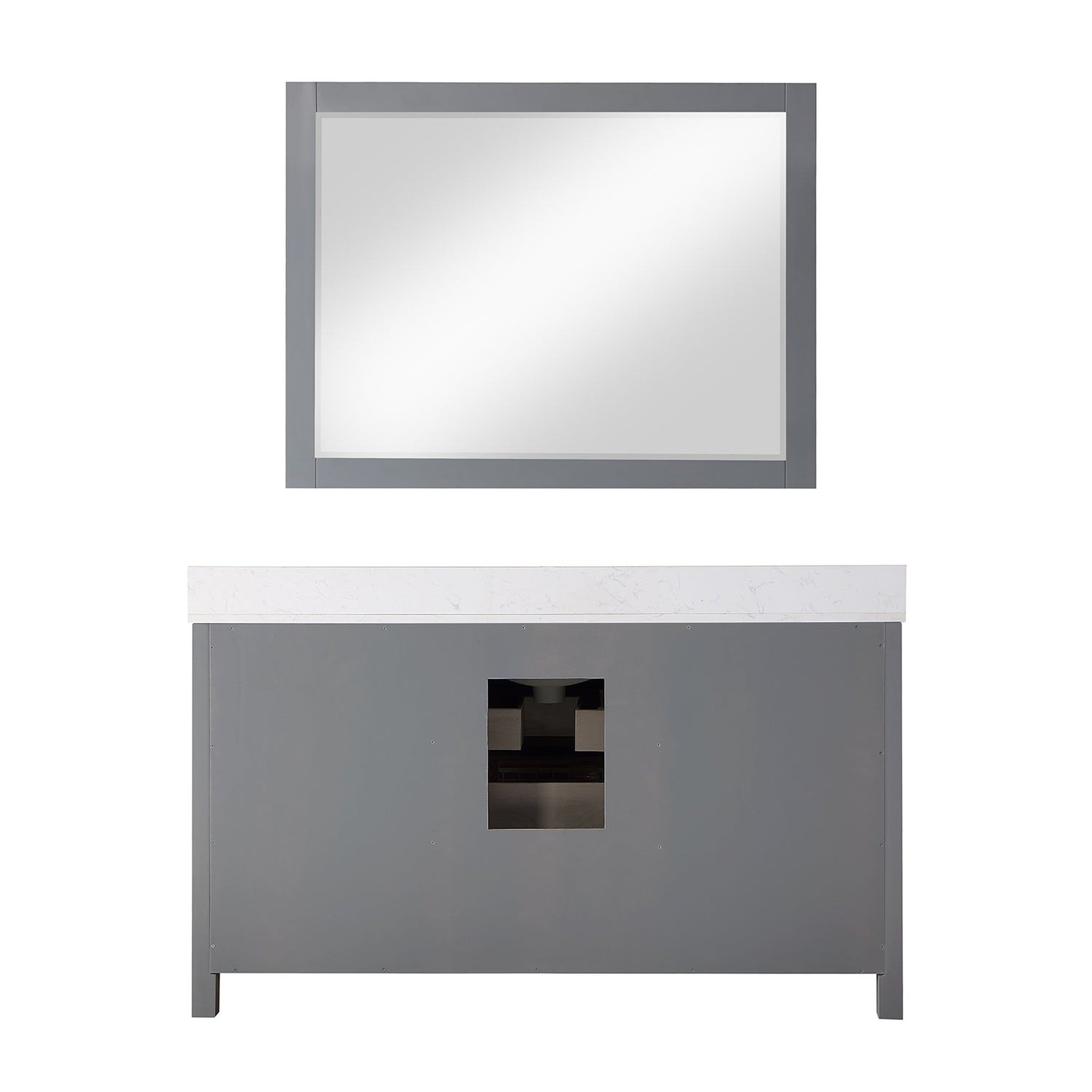 Kinsley 60" Single Bathroom Vanity Set in Gray and Composite Carrara White Stone Countertop with Mirror