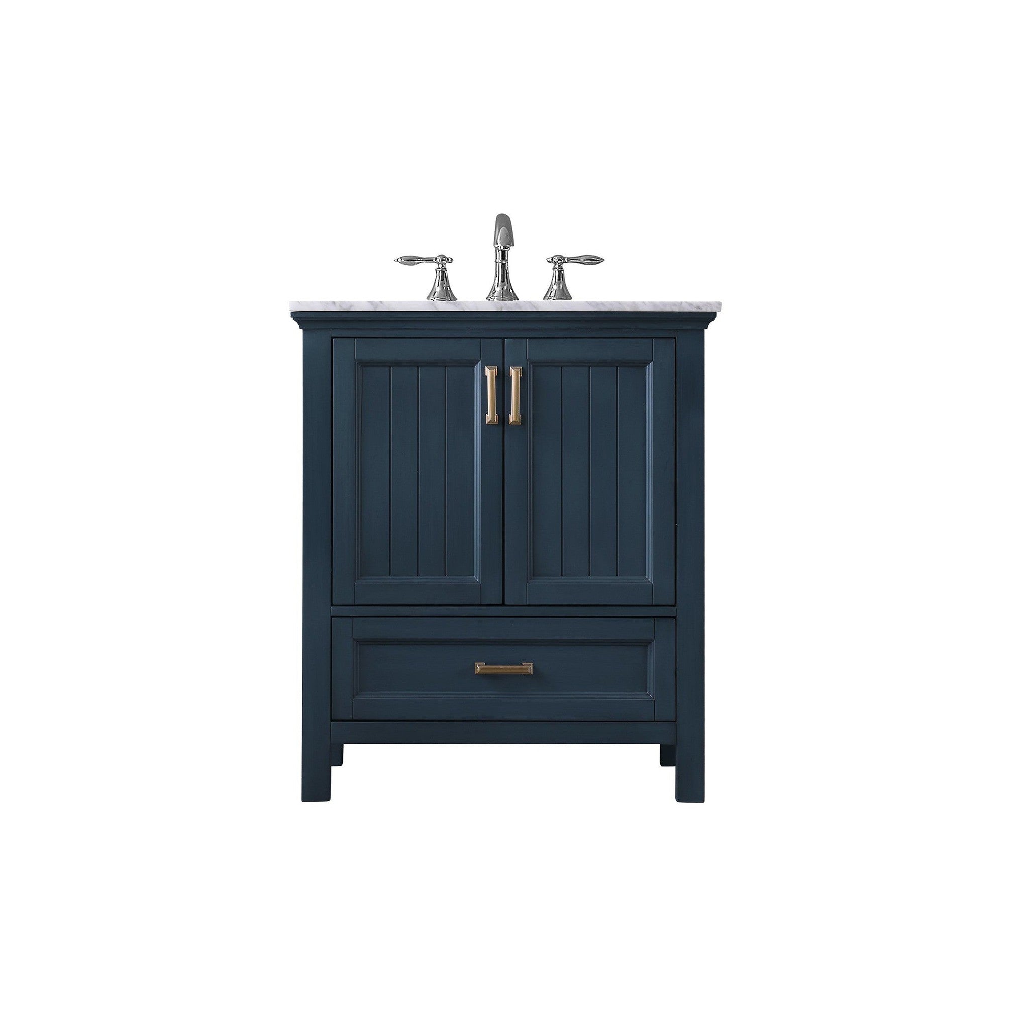 Isla 30" Single Bathroom Vanity Set in Classic Blue and Carrara White Marble Countertop without Mirror