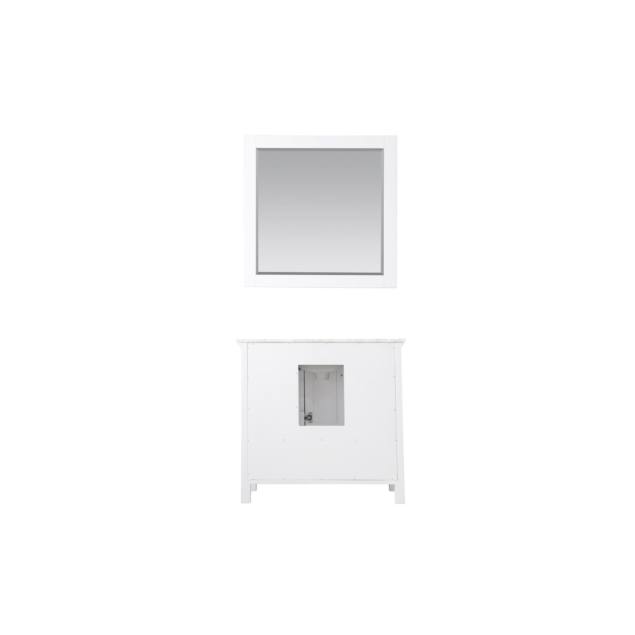 Isla 36" Single Bathroom Vanity Set in White and Carrara White Marble Countertop with Mirror