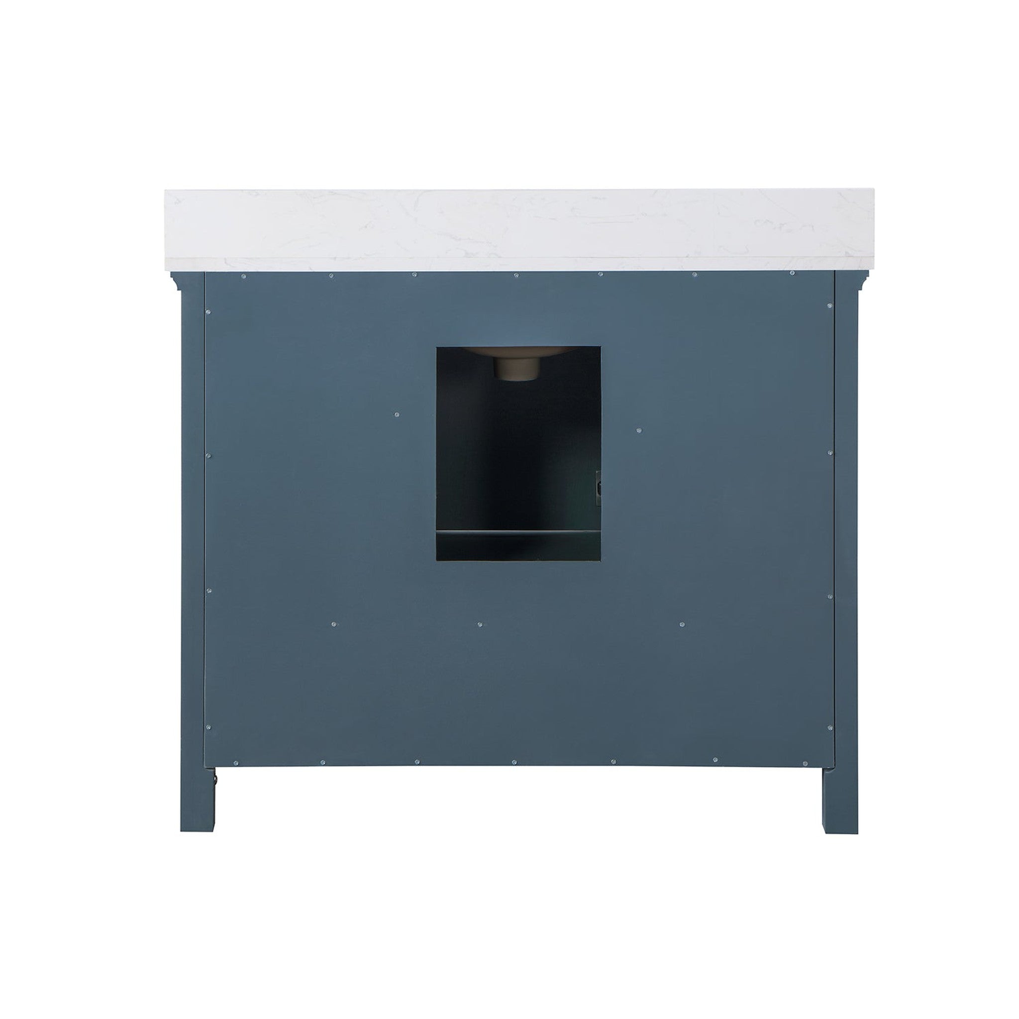 Isla 42" Single Bathroom Vanity Set in Classic Blue and Composite Carrara White Stone Countertop without Mirror