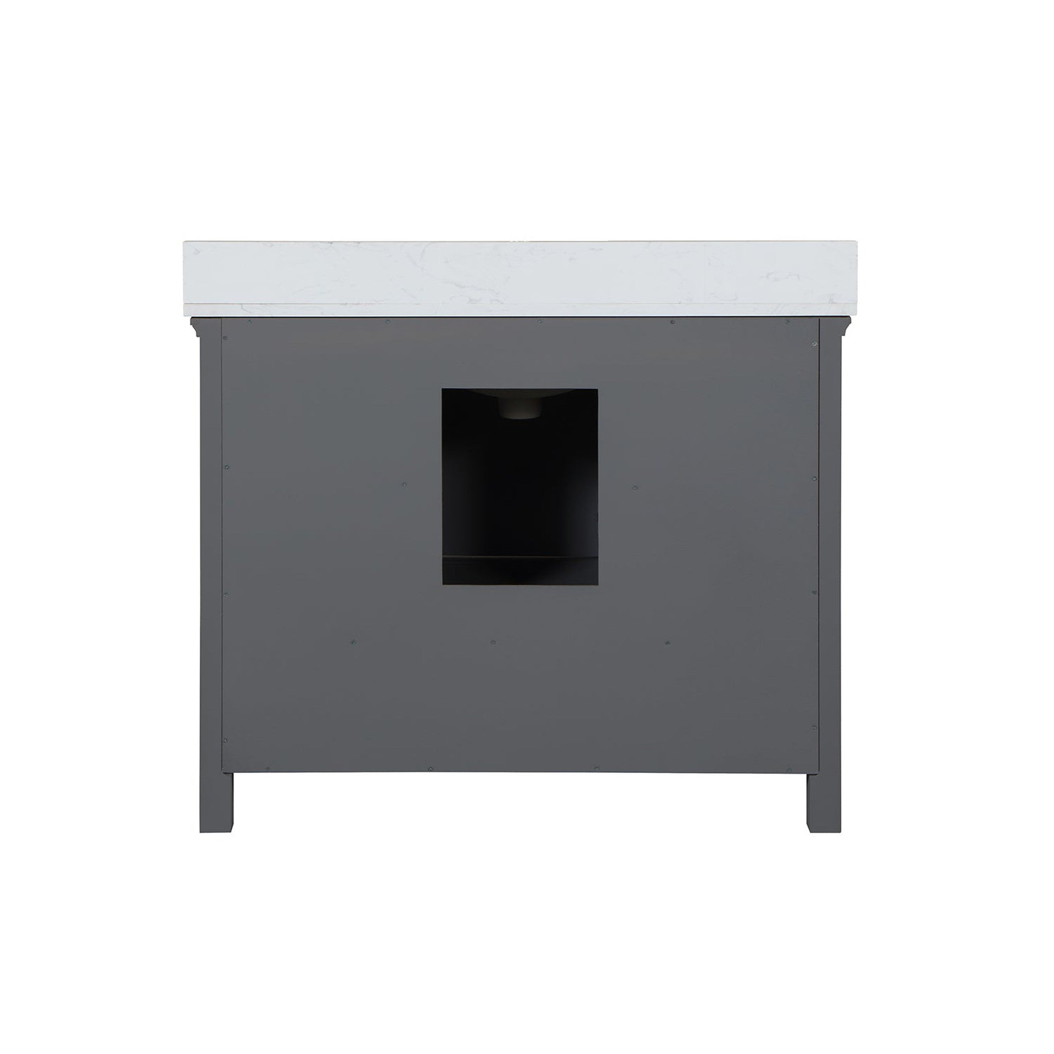 Isla 42" Single Bathroom Vanity Set in Gray and Composite Carrara White Stone Countertop without Mirror