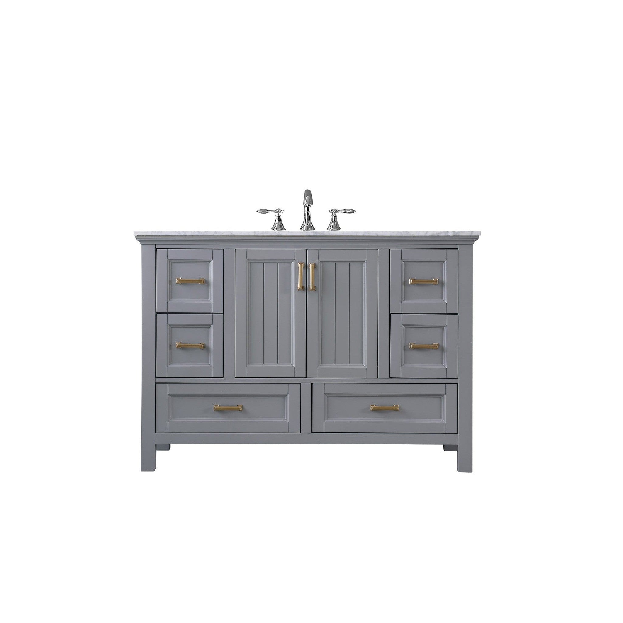 Isla 48" Single Bathroom Vanity Set in Gray and Carrara White Marble Countertop without Mirror