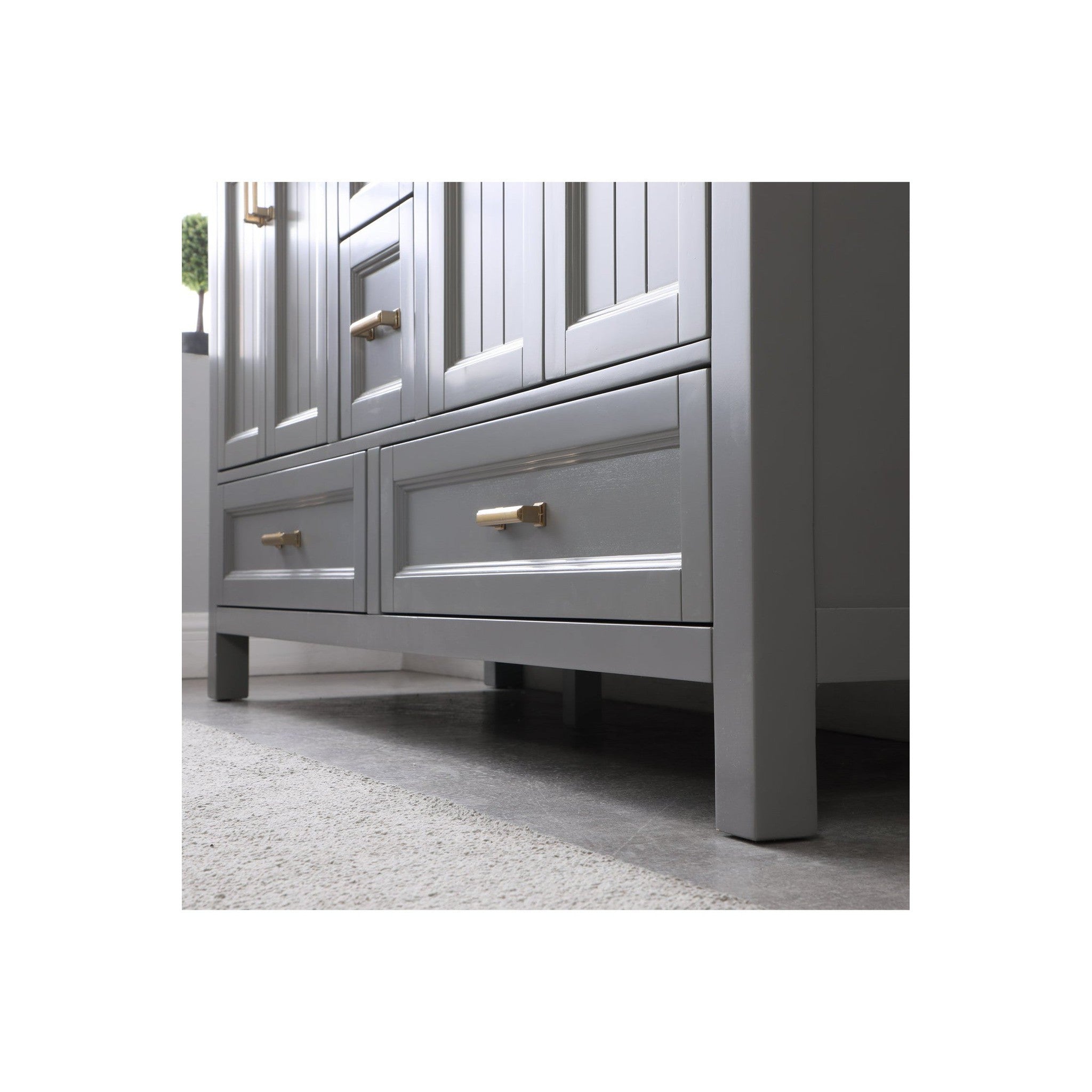 Isla 60" Double Bathroom Vanity Set in Gray and Carrara White Marble Countertop without Mirror