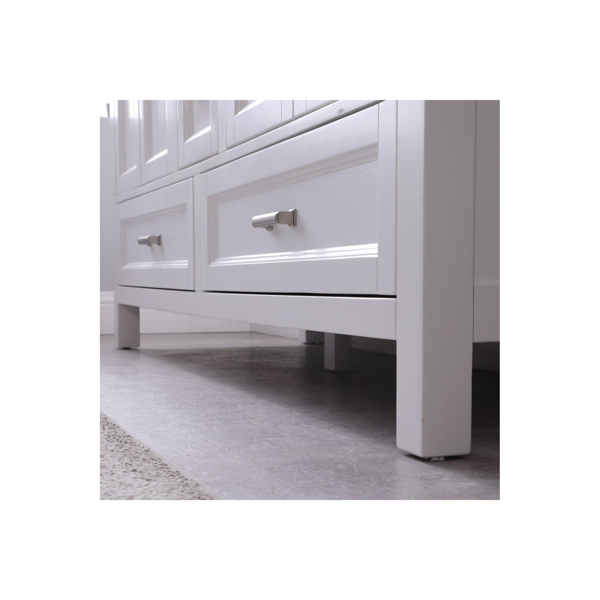 Isla 60" Double Bathroom Vanity Set in White and Carrara White Marble Countertop with Mirror