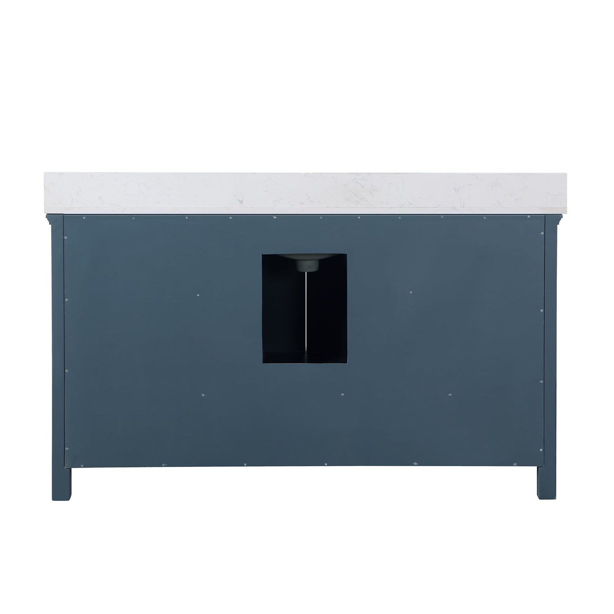 Isla 60" Single Bathroom Vanity Set in Classic Blue and Composite Carrara White Stone Countertop without Mirror