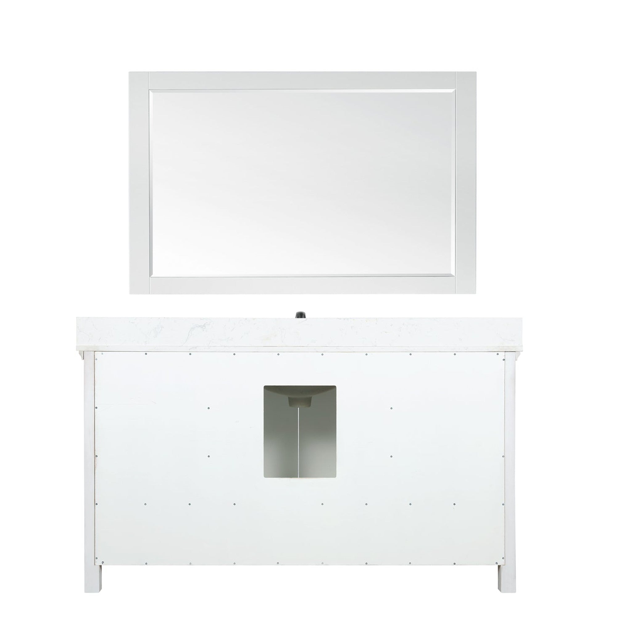 Isla 60" Single Bathroom Vanity Set in White and Carrara White Marble Countertop with Mirror