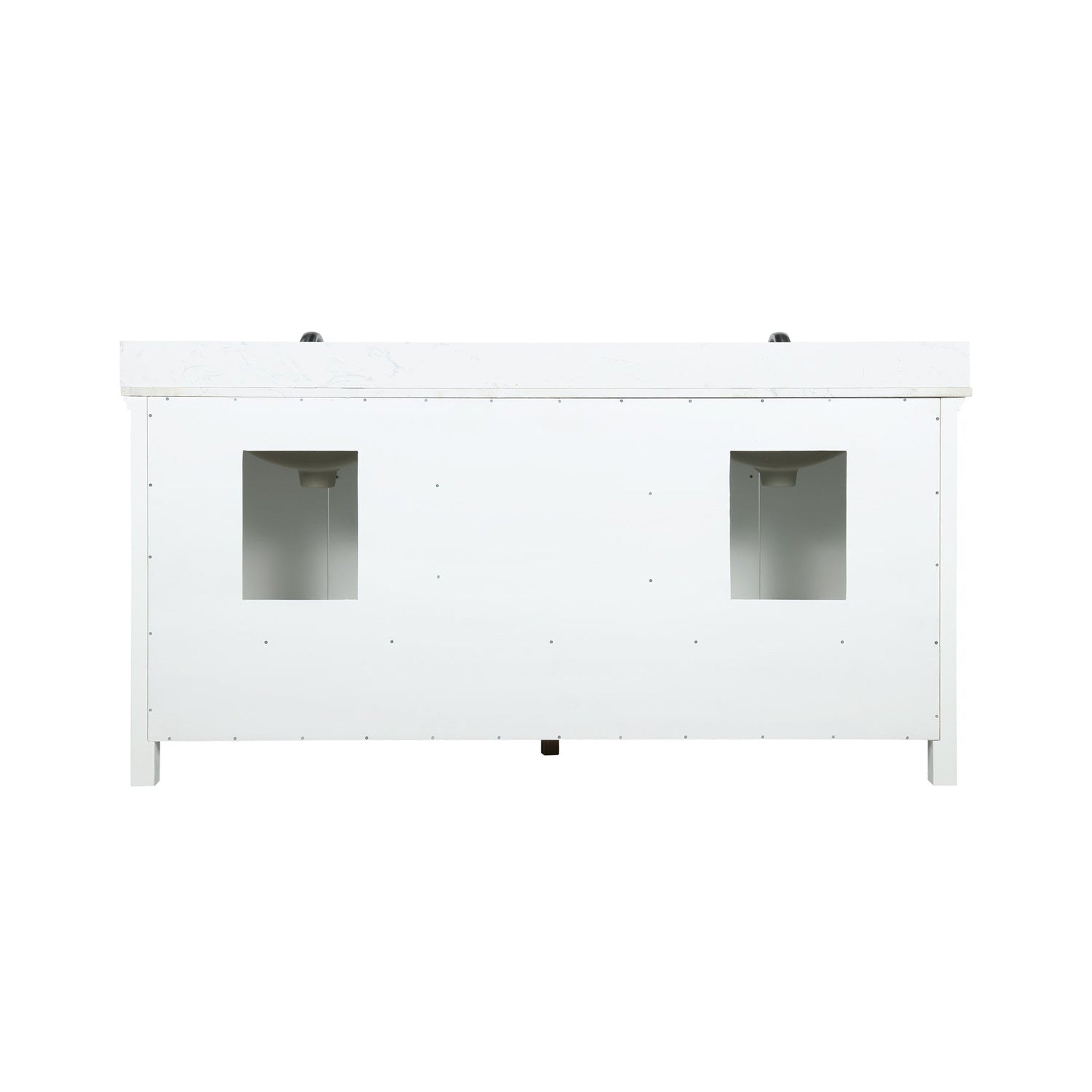 Isla 72" Double Bathroom Vanity Set in White and Carrara White Marble Countertop without Mirror