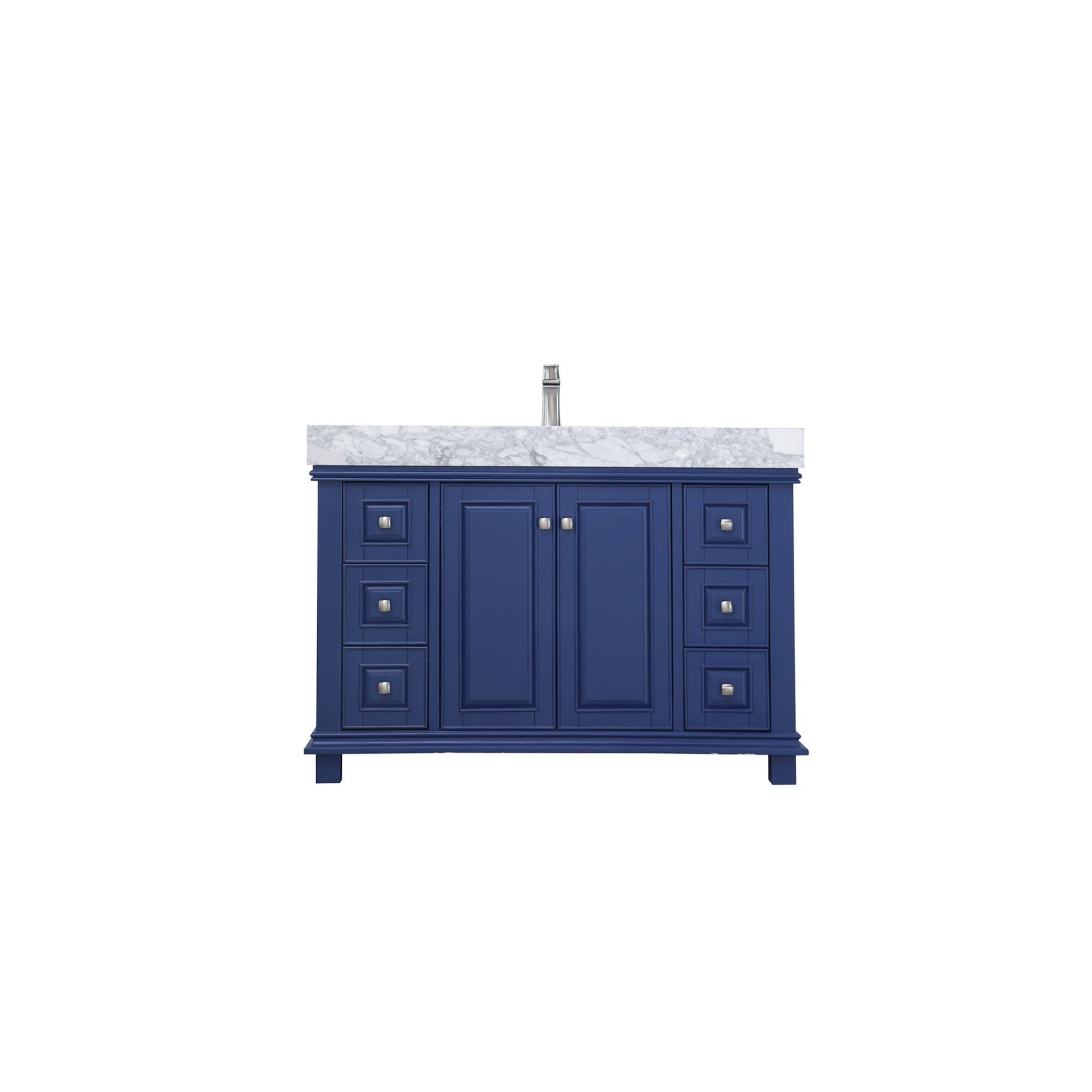 Jardin 48" Single Bathroom Vanity Set in Jewelry Blue and Carrara White Marble Countertop without Mirror