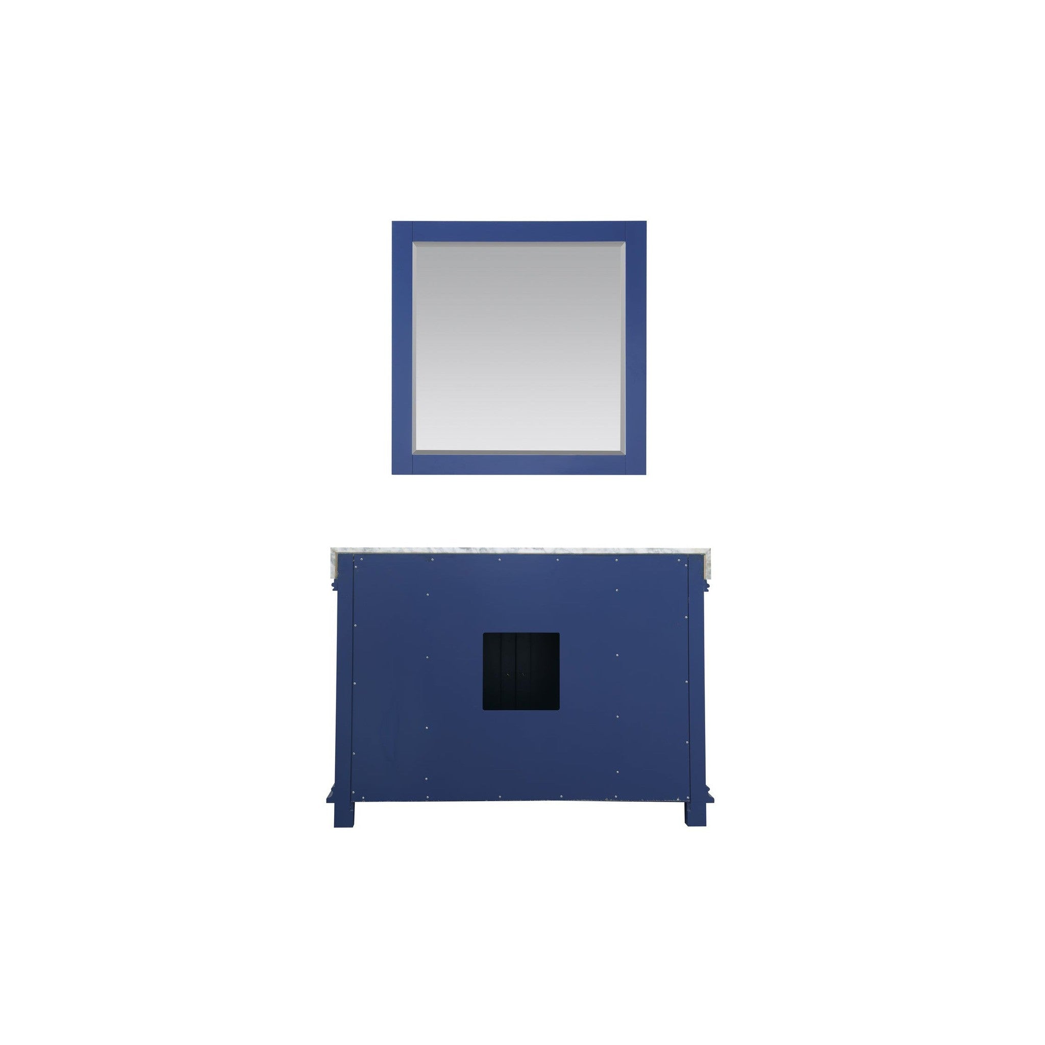 Jardin 48" Single Bathroom Vanity Set in Jewelry Blue and Carrara White Marble Countertop with Mirror