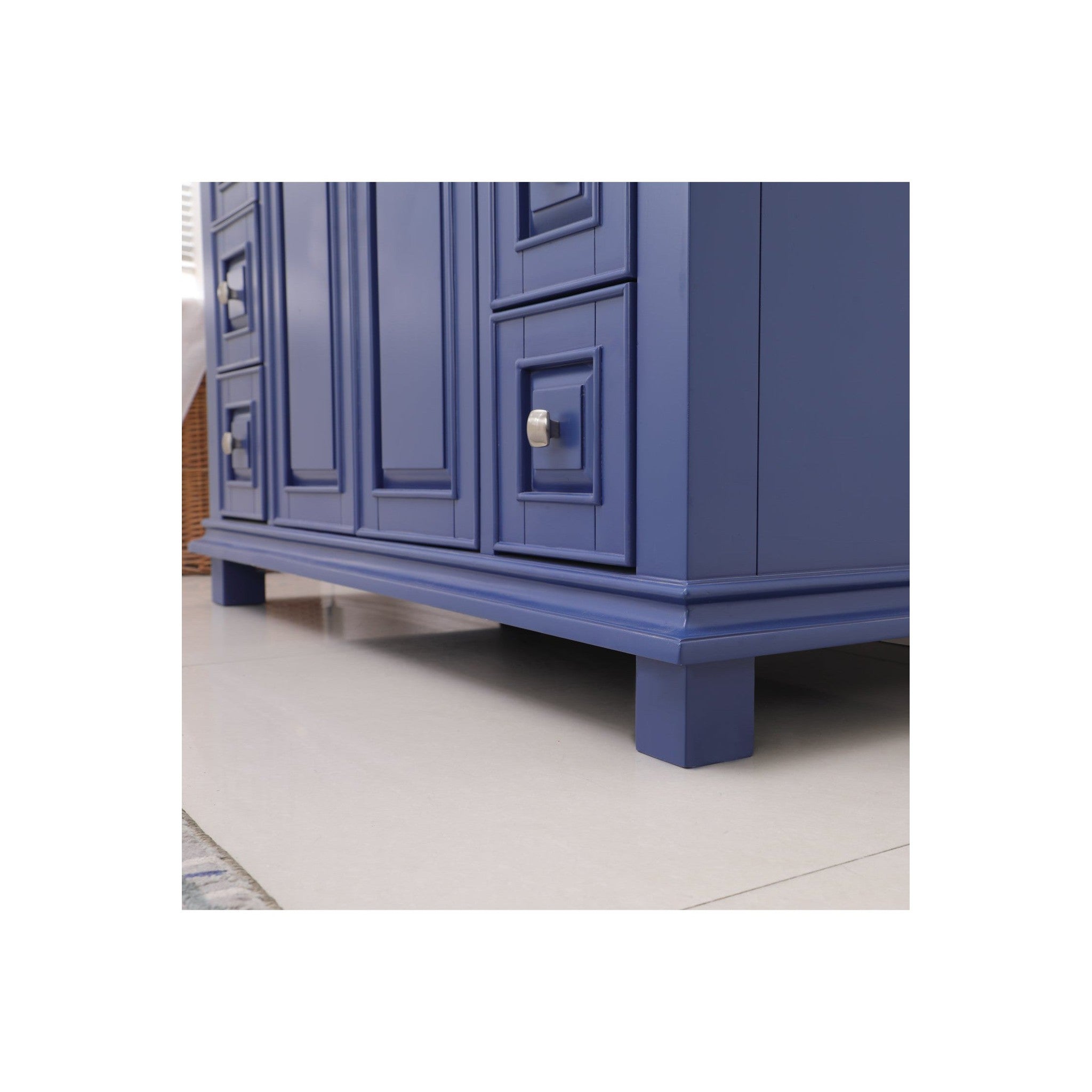 Jardin 48" Single Bathroom Vanity Set in Jewelry Blue and Carrara White Marble Countertop with Mirror