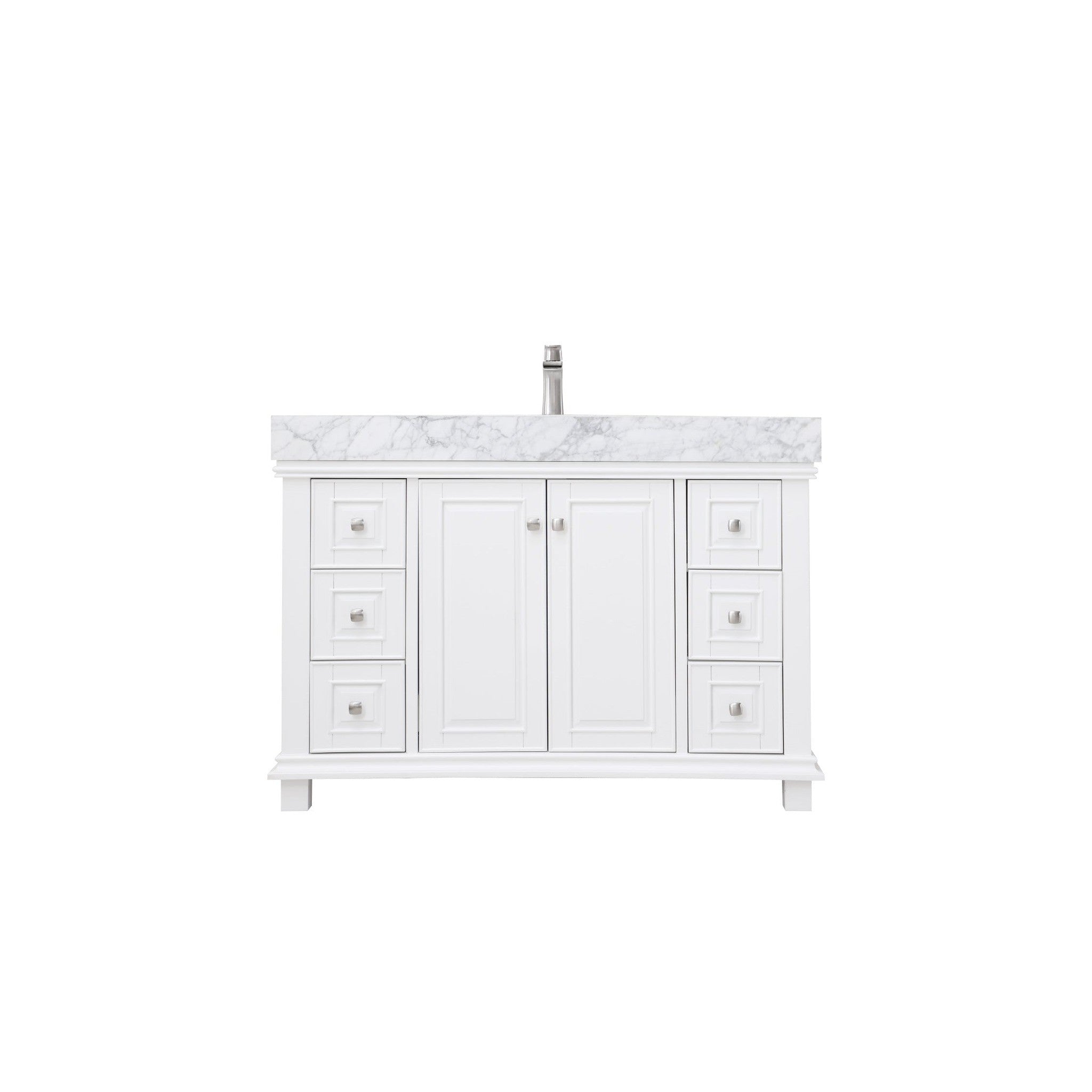 Jardin 48" Single Bathroom Vanity Set in White and Carrara White Marble Countertop without Mirror