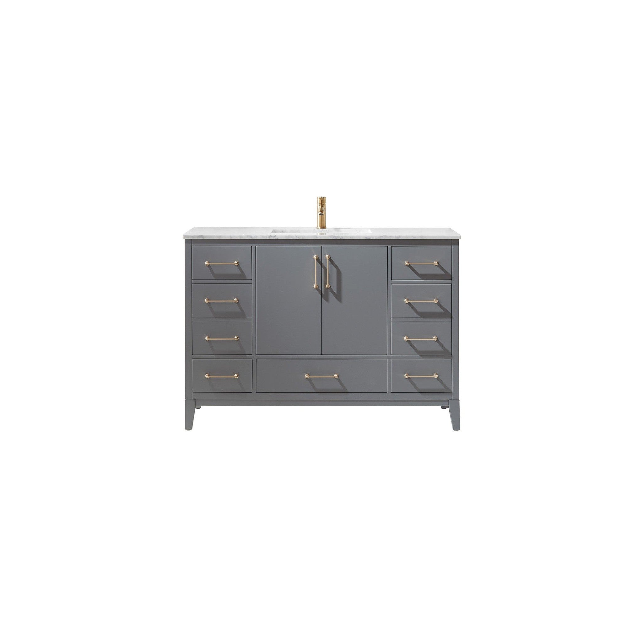 Sutton 48" Single Bathroom Vanity Set in Gray and Carrara White Marble Countertop without Mirror