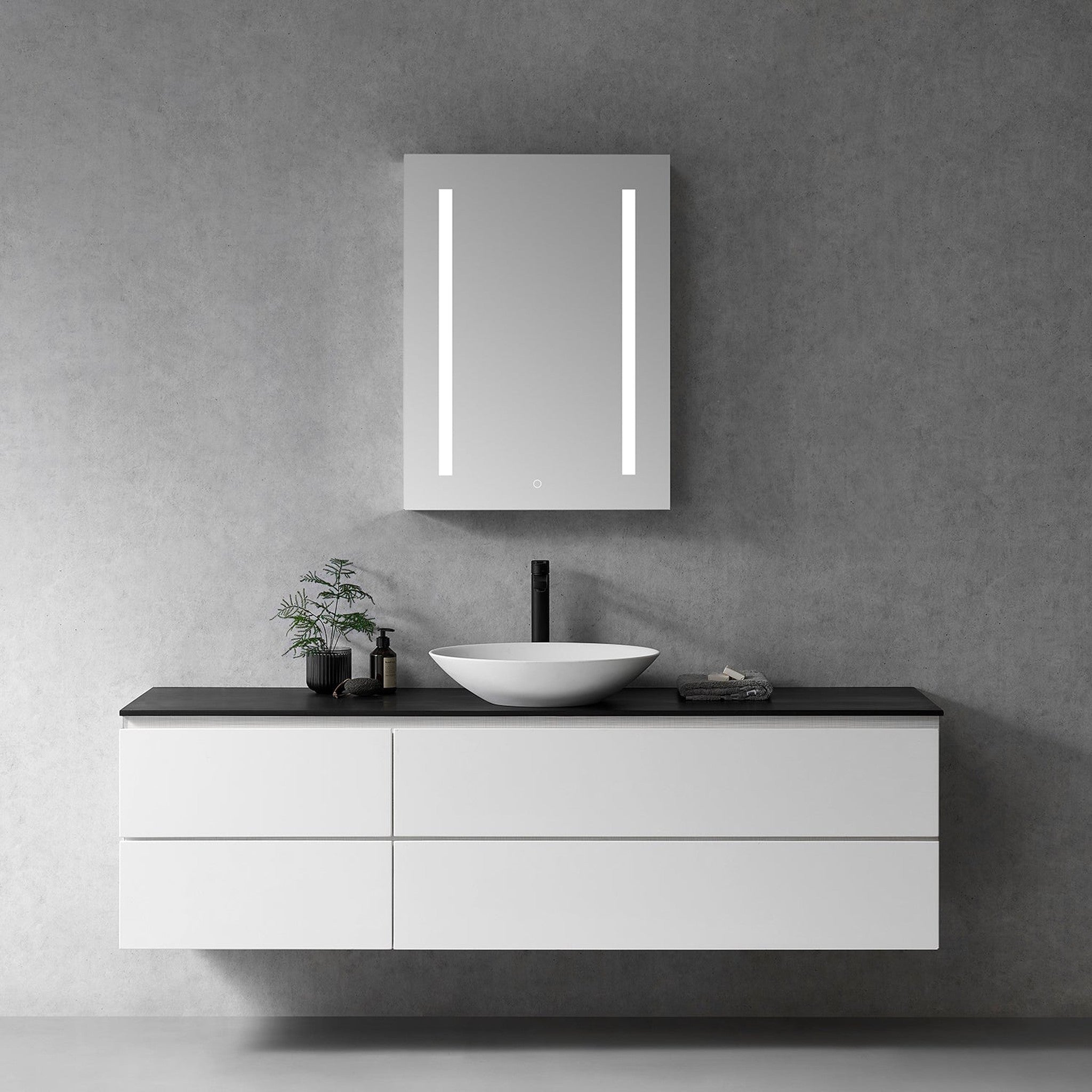 Catola Rectangle 24" Frameless Surface-Mount/Recessed LED Lighted Bathroom Medicine Cabinet