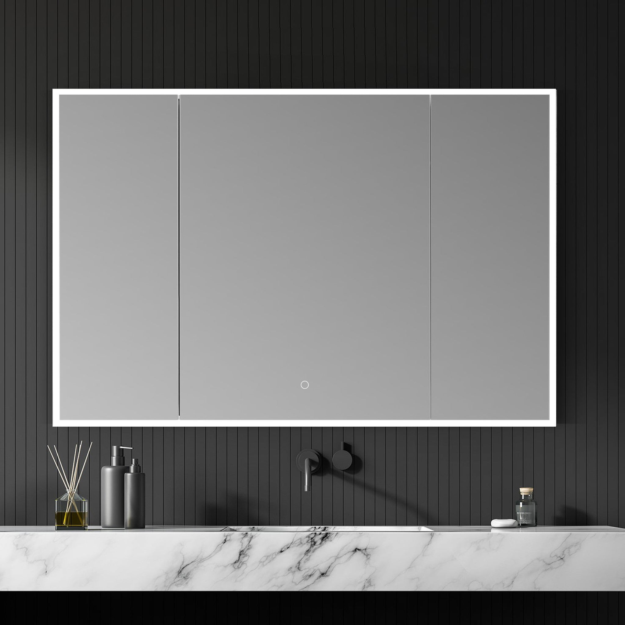 Carsoli Rectangle 48" Frameless Surface-Mount/Recessed LED Lighted Bathroom Medicine Cabinet