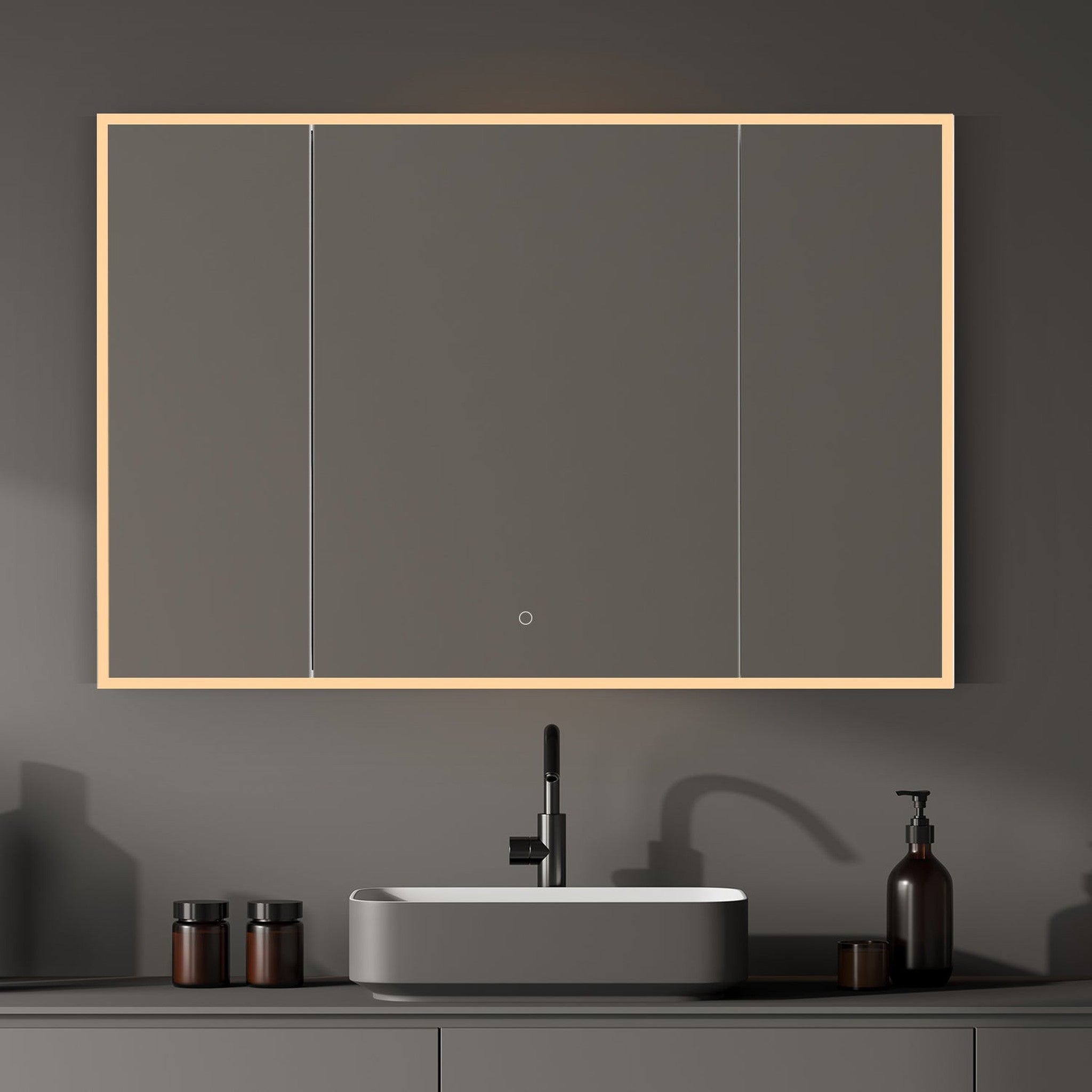 Carsoli Rectangle 48" Frameless Surface-Mount/Recessed LED Lighted Bathroom Medicine Cabinet