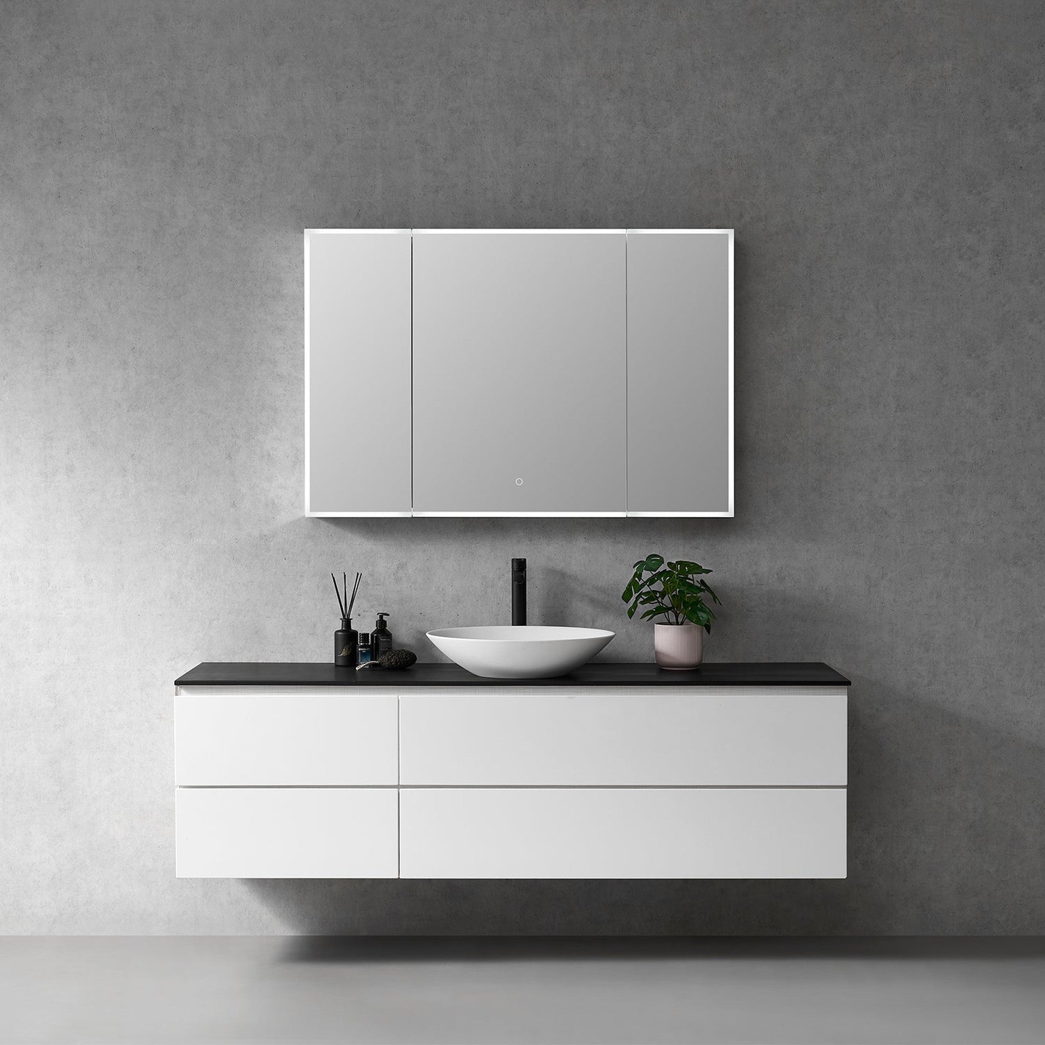 Carsoli Rectangle 48" Frameless Surface-Mount/Recessed LED Lighted Bathroom Medicine Cabinet