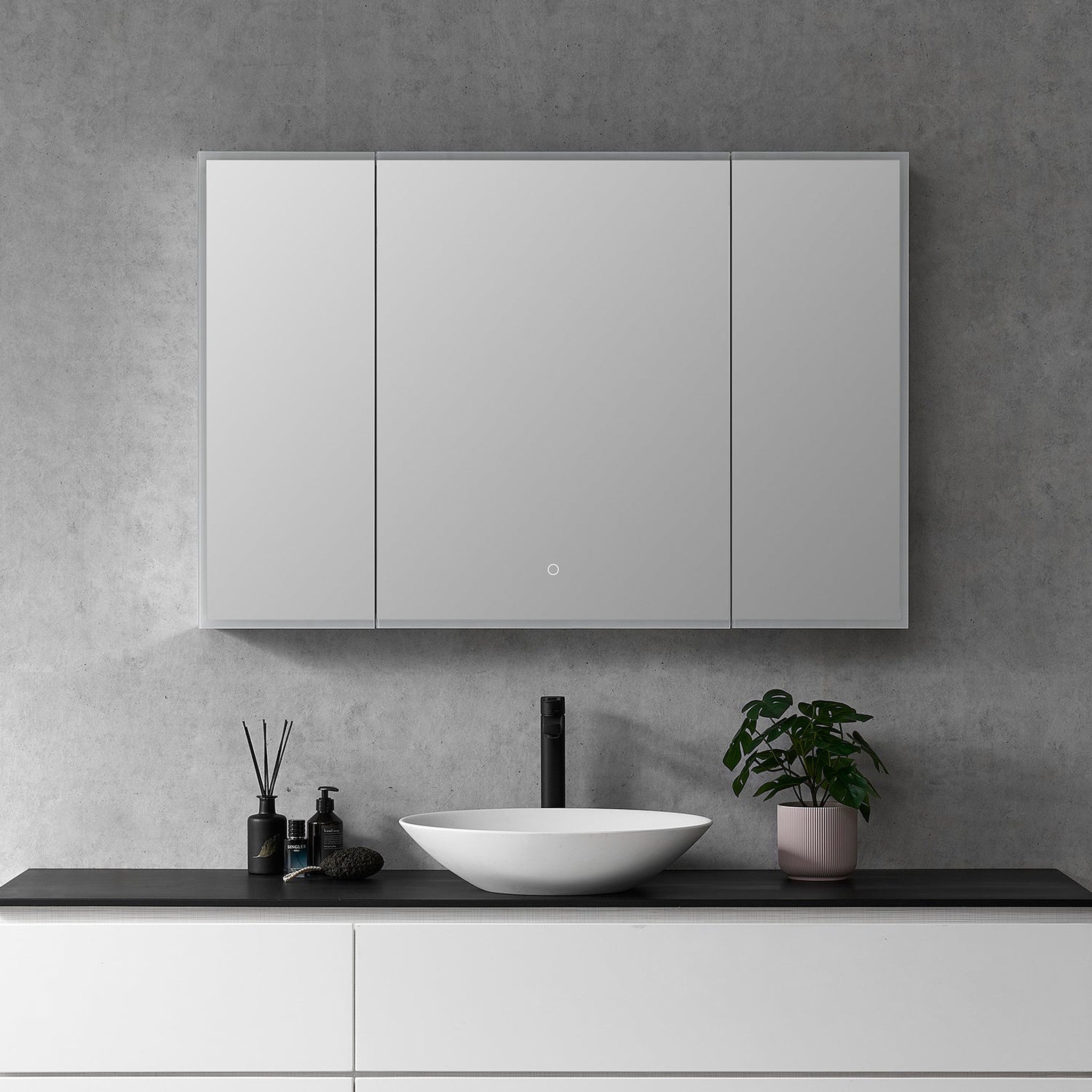 Carsoli Rectangle 48" Frameless Surface-Mount/Recessed LED Lighted Bathroom Medicine Cabinet