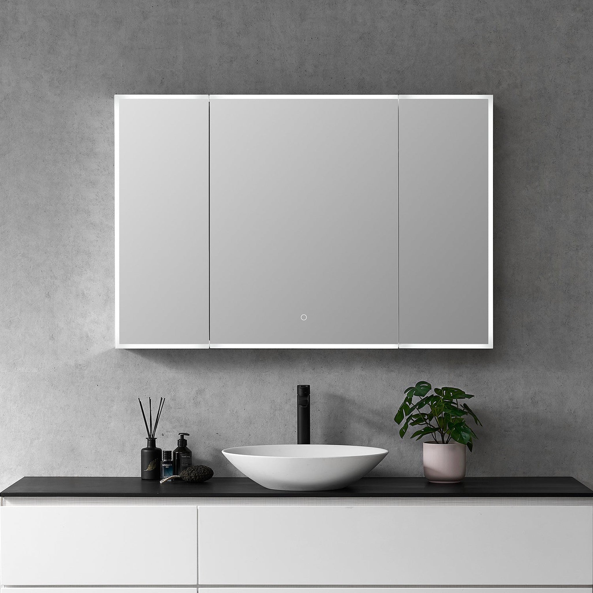 Carsoli Rectangle 48" Frameless Surface-Mount/Recessed LED Lighted Bathroom Medicine Cabinet