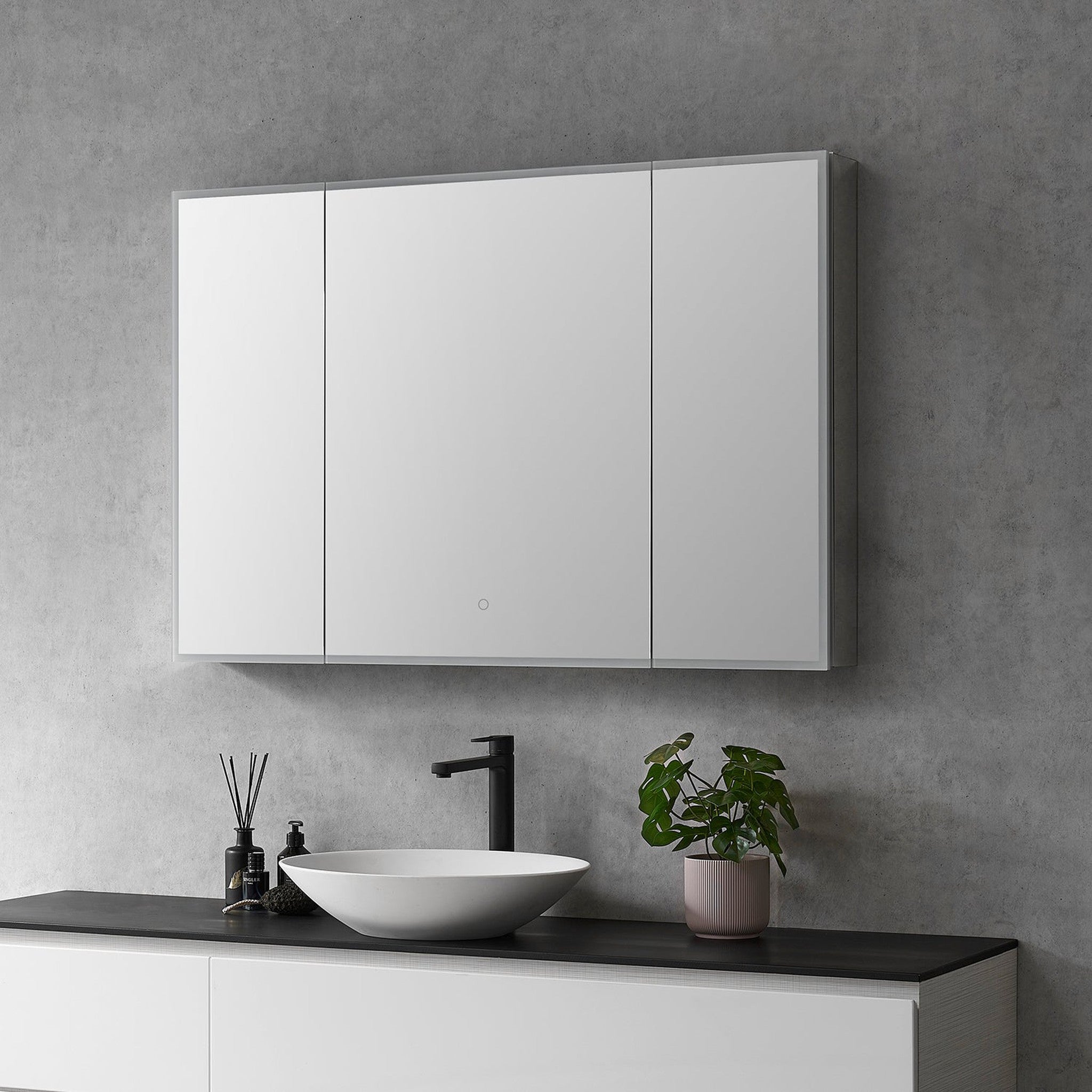 Carsoli Rectangle 48" Frameless Surface-Mount/Recessed LED Lighted Bathroom Medicine Cabinet