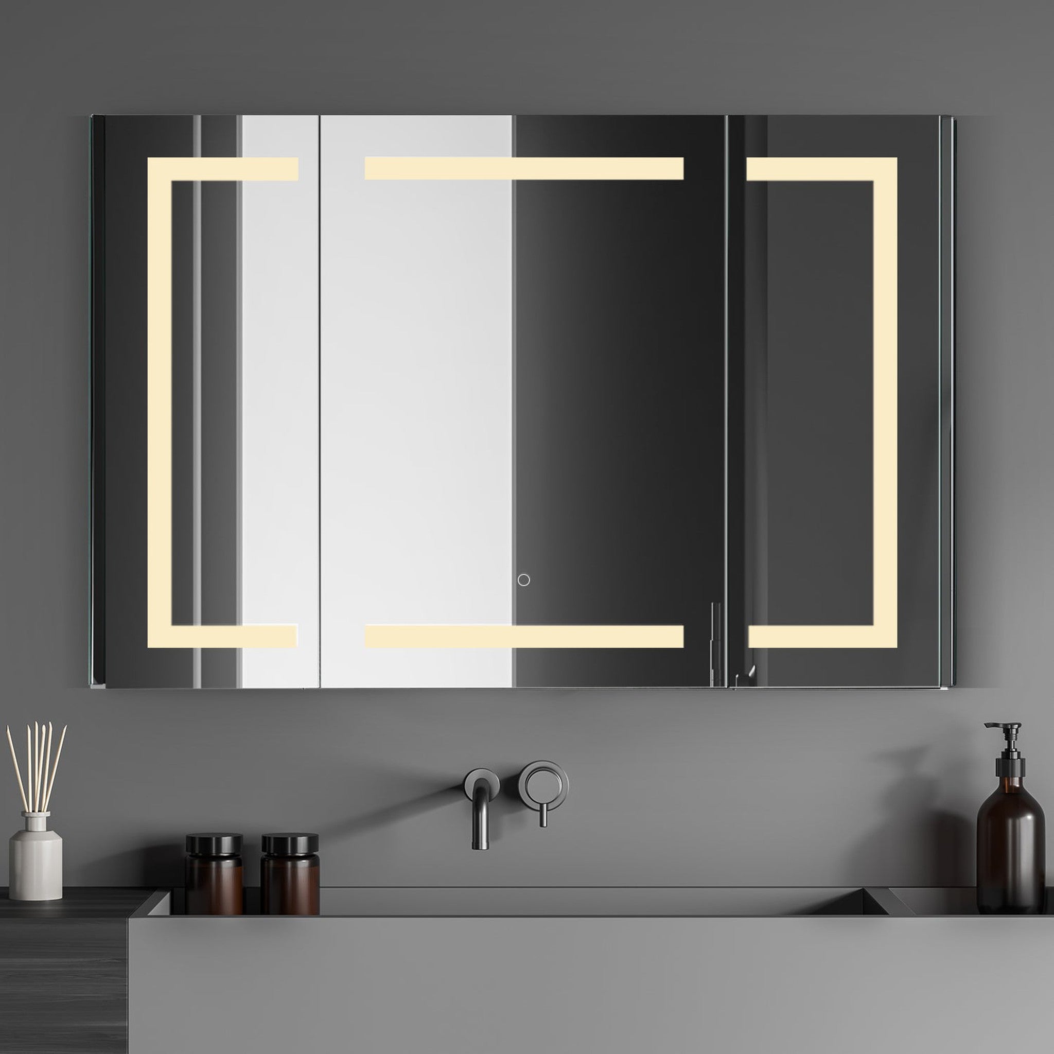 Bojano Rectangle 48" Frameless Surface-Mount/Recessed LED Lighted Bathroom Medicine Cabinet