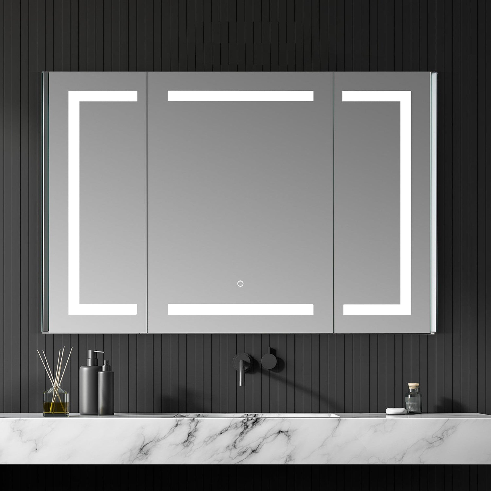 Bojano Rectangle 48" Frameless Surface-Mount/Recessed LED Lighted Bathroom Medicine Cabinet