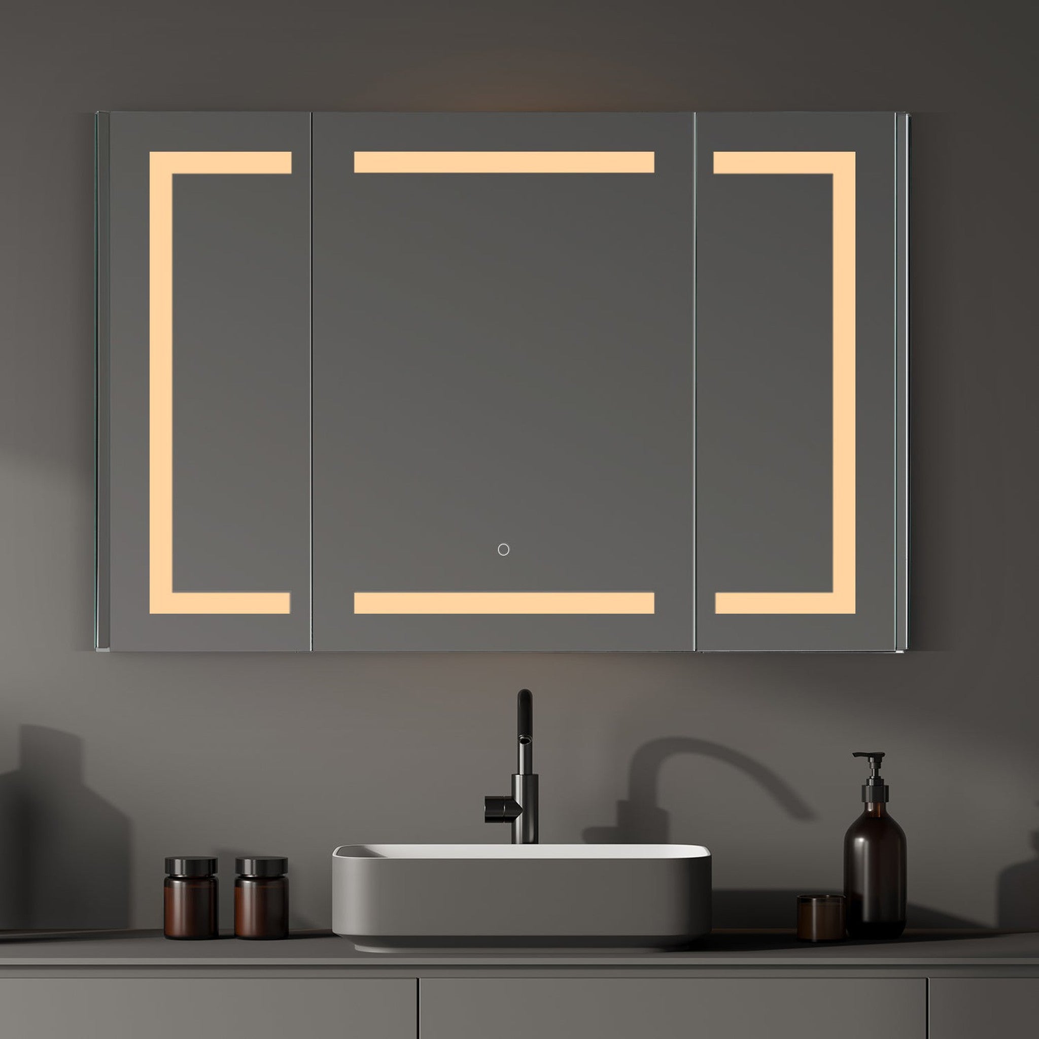 Bojano Rectangle 48" Frameless Surface-Mount/Recessed LED Lighted Bathroom Medicine Cabinet