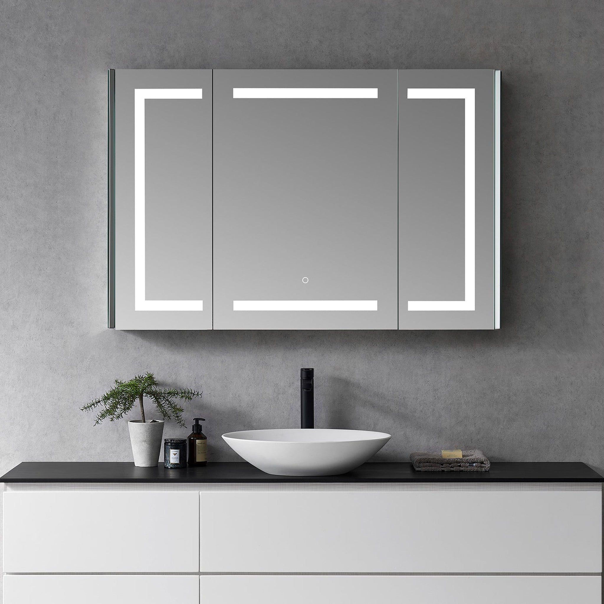 Bojano Rectangle 48" Frameless Surface-Mount/Recessed LED Lighted Bathroom Medicine Cabinet