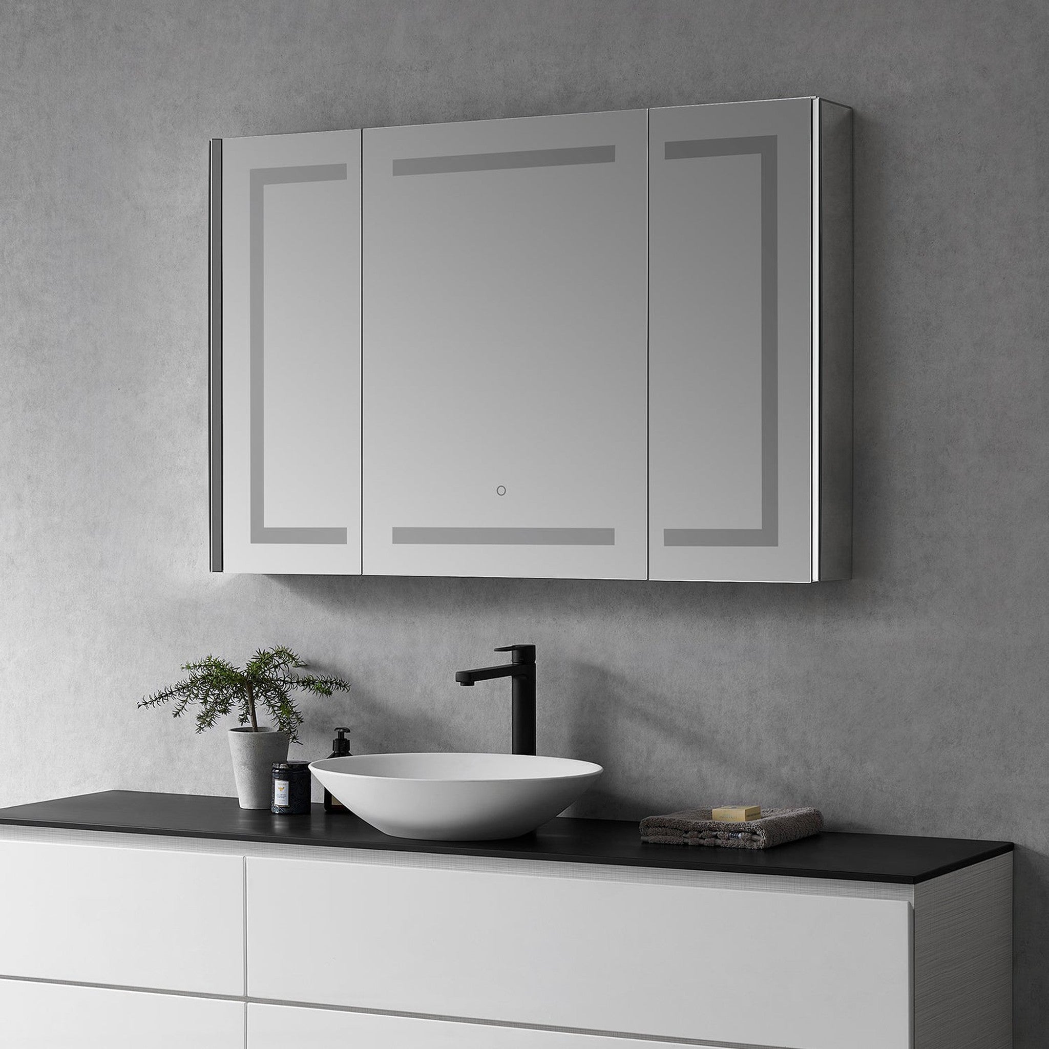 Bojano Rectangle 48" Frameless Surface-Mount/Recessed LED Lighted Bathroom Medicine Cabinet