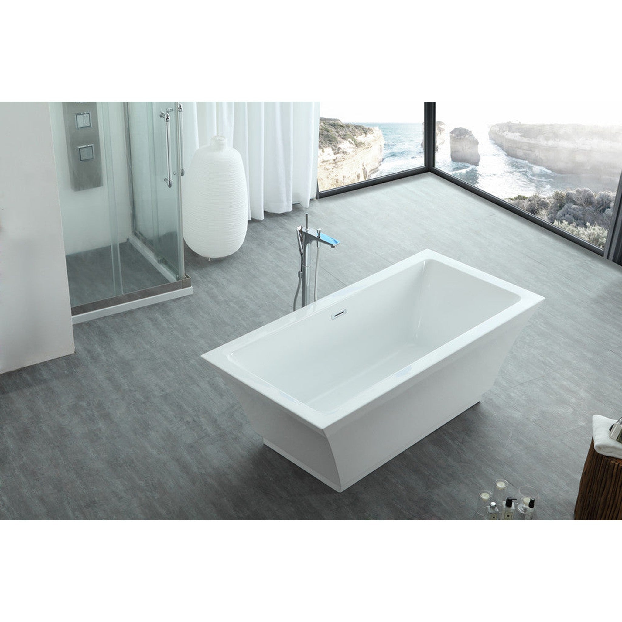 Legion Furniture 67" White Acrylic Tub - No Faucet