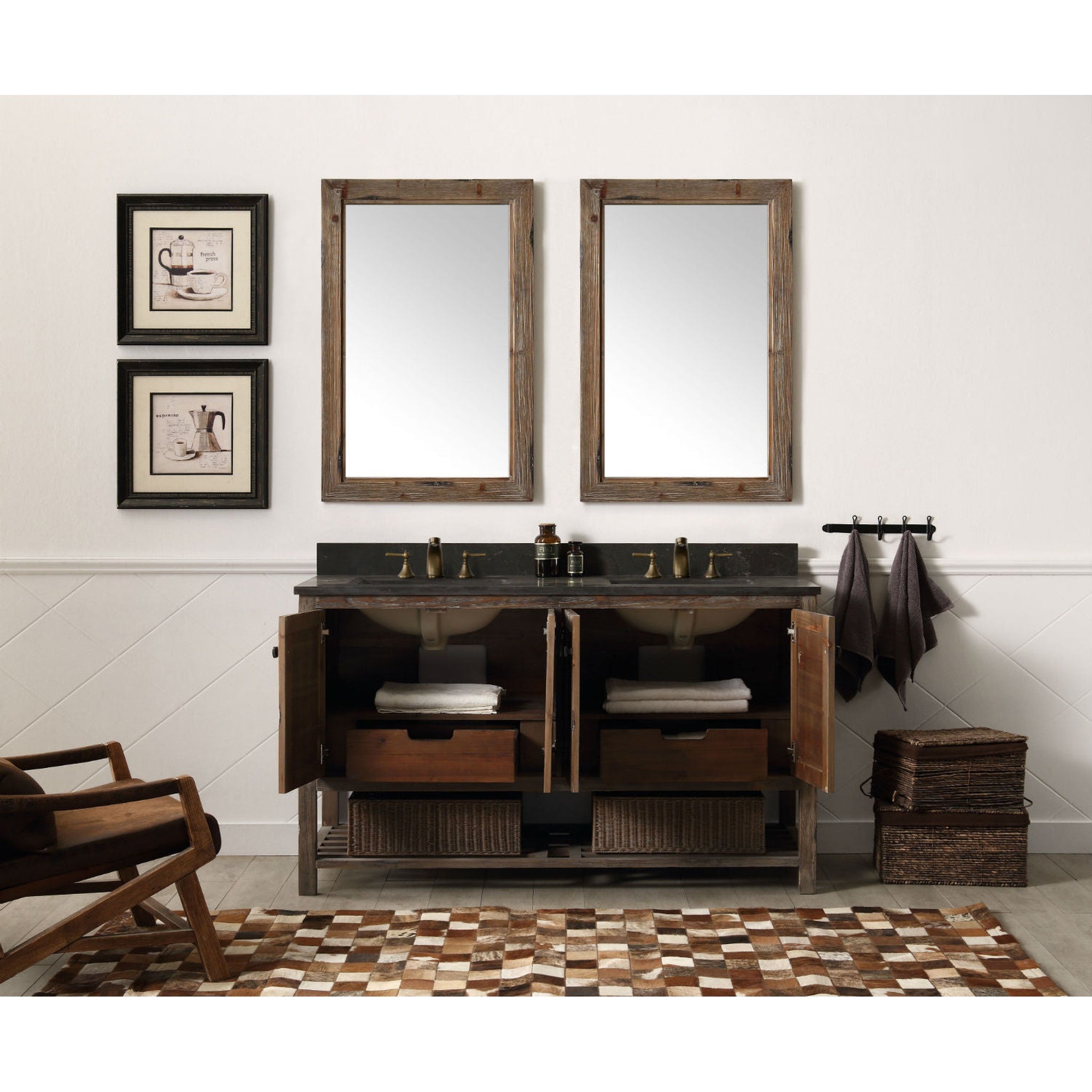 Legion Furniture 60" Solid Wood Sink Vanity With Moon Stone Top