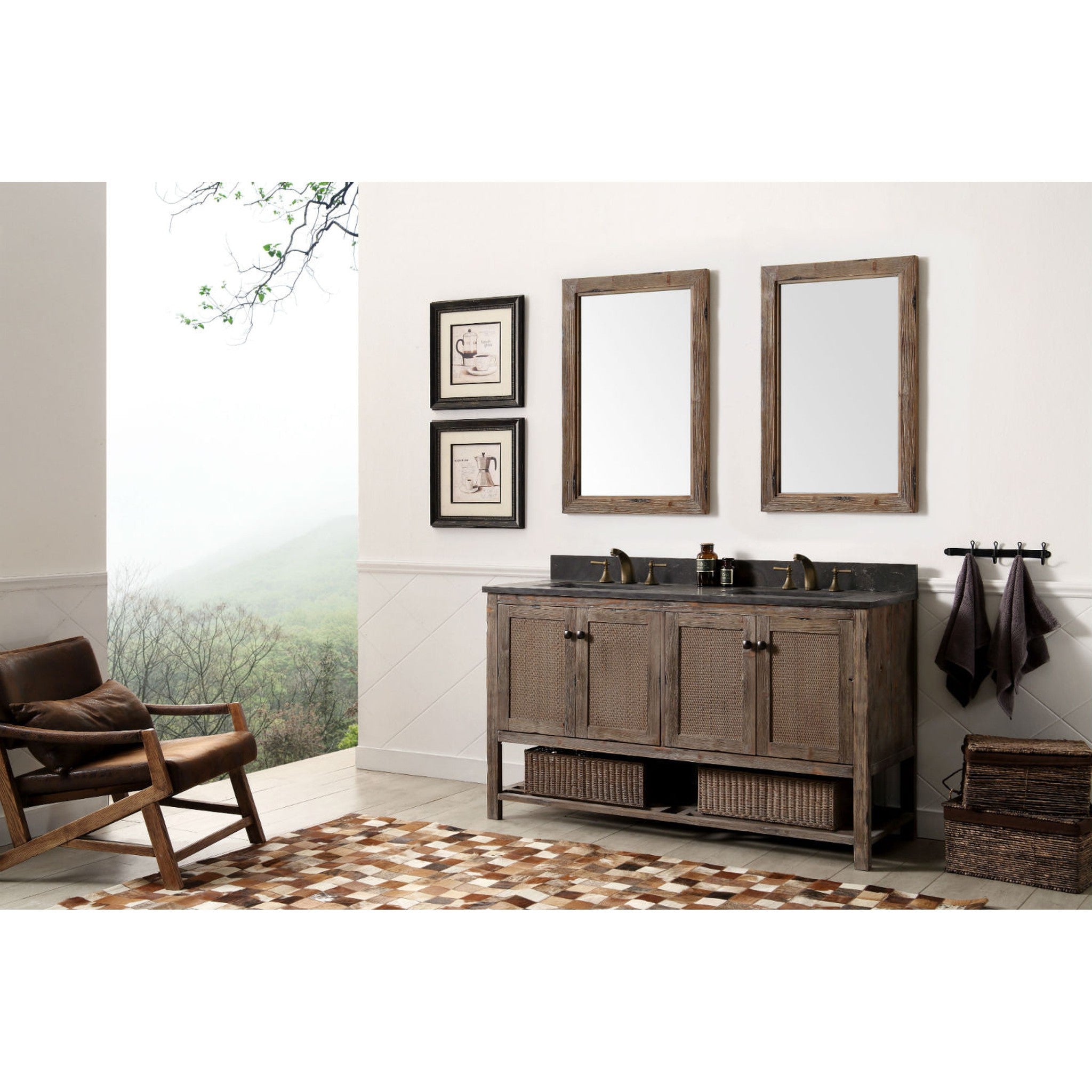 Legion Furniture 60" Solid Wood Sink Vanity With Moon Stone Top