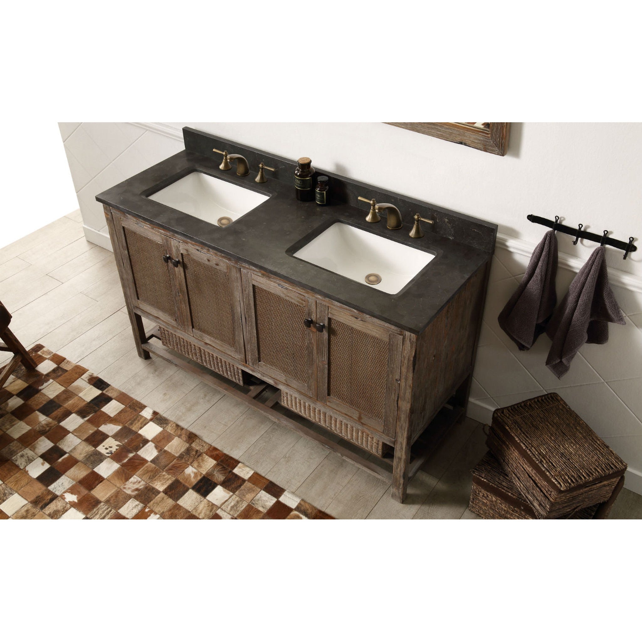 Legion Furniture 60" Solid Wood Sink Vanity With Moon Stone Top