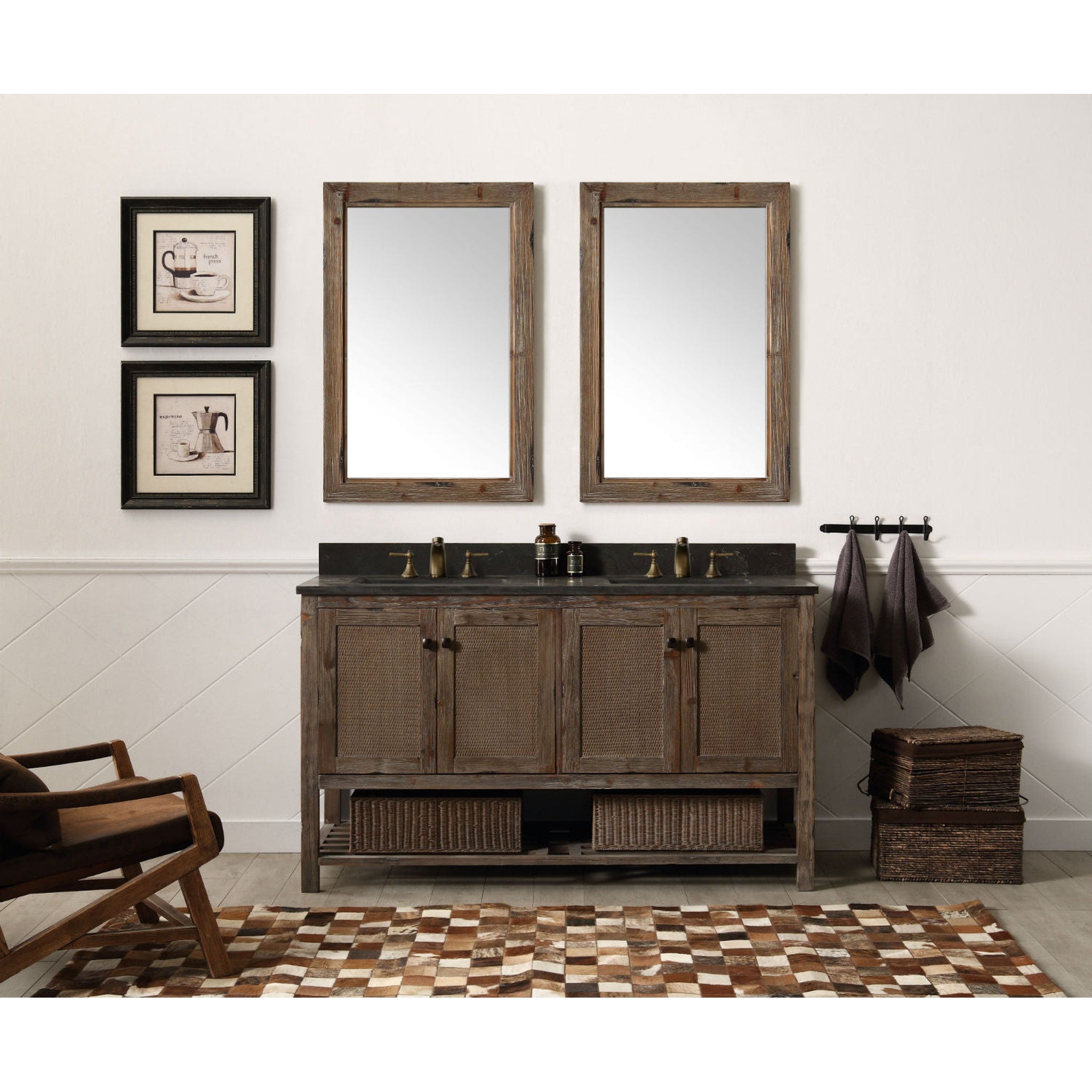 Legion Furniture 60" Solid Wood Sink Vanity With Moon Stone Top