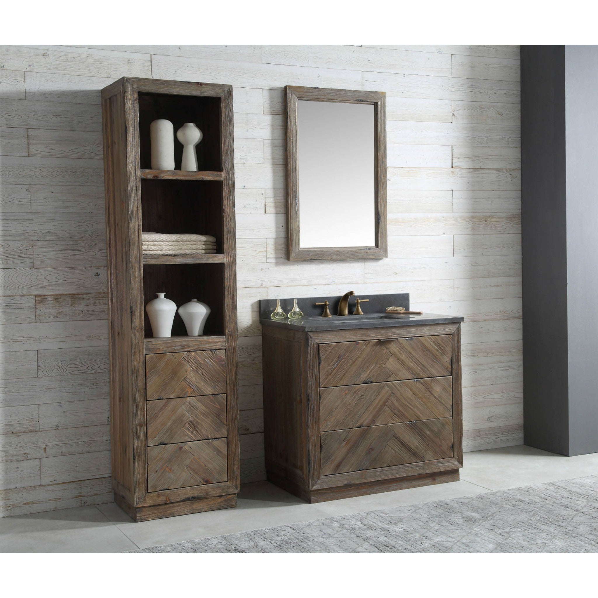 Legion Furniture WH8536 36 Inch Wood Vanity in Brown with Marble Top, No Faucet