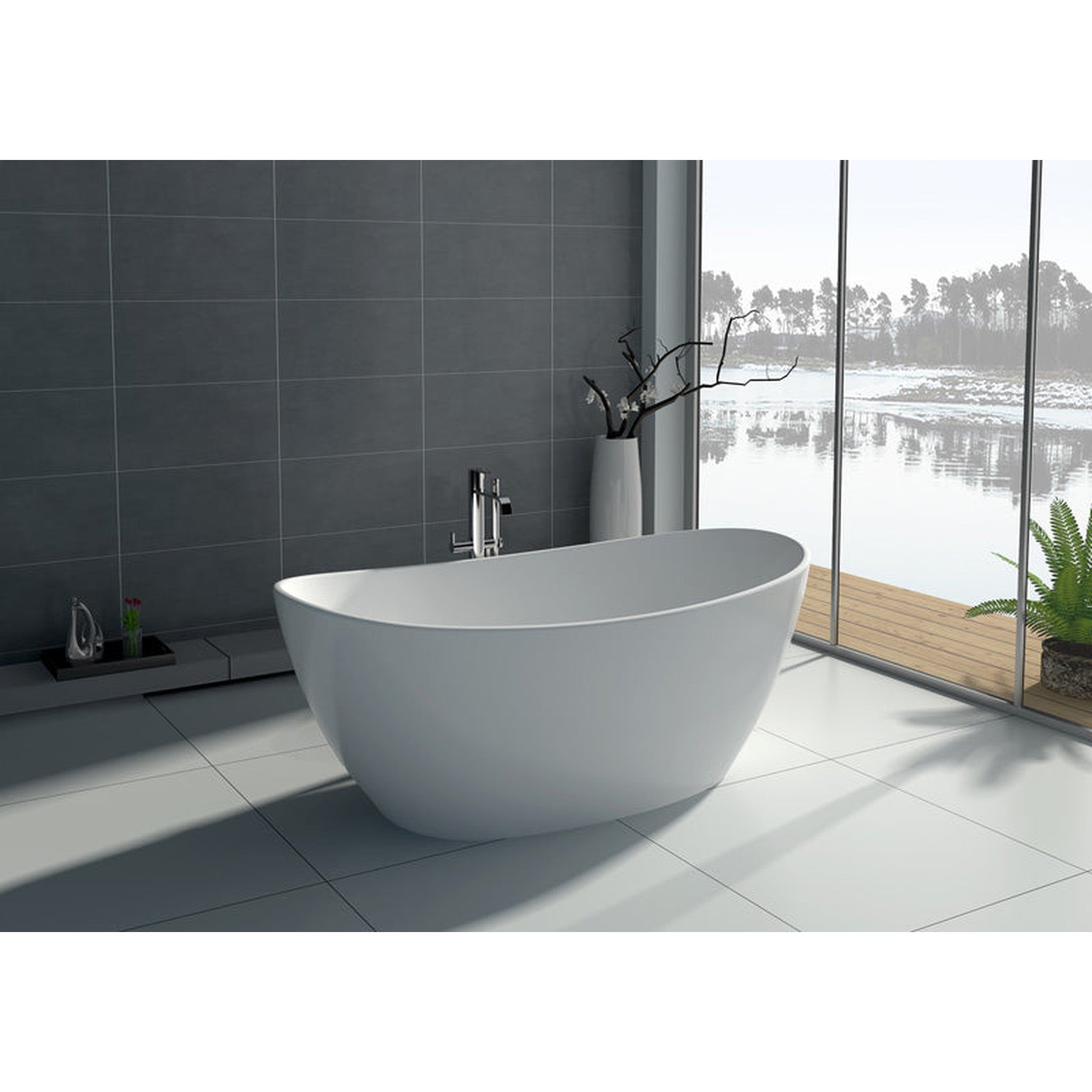 Legion Furniture 63" White Matt Solid Surface Tub - No Faucet