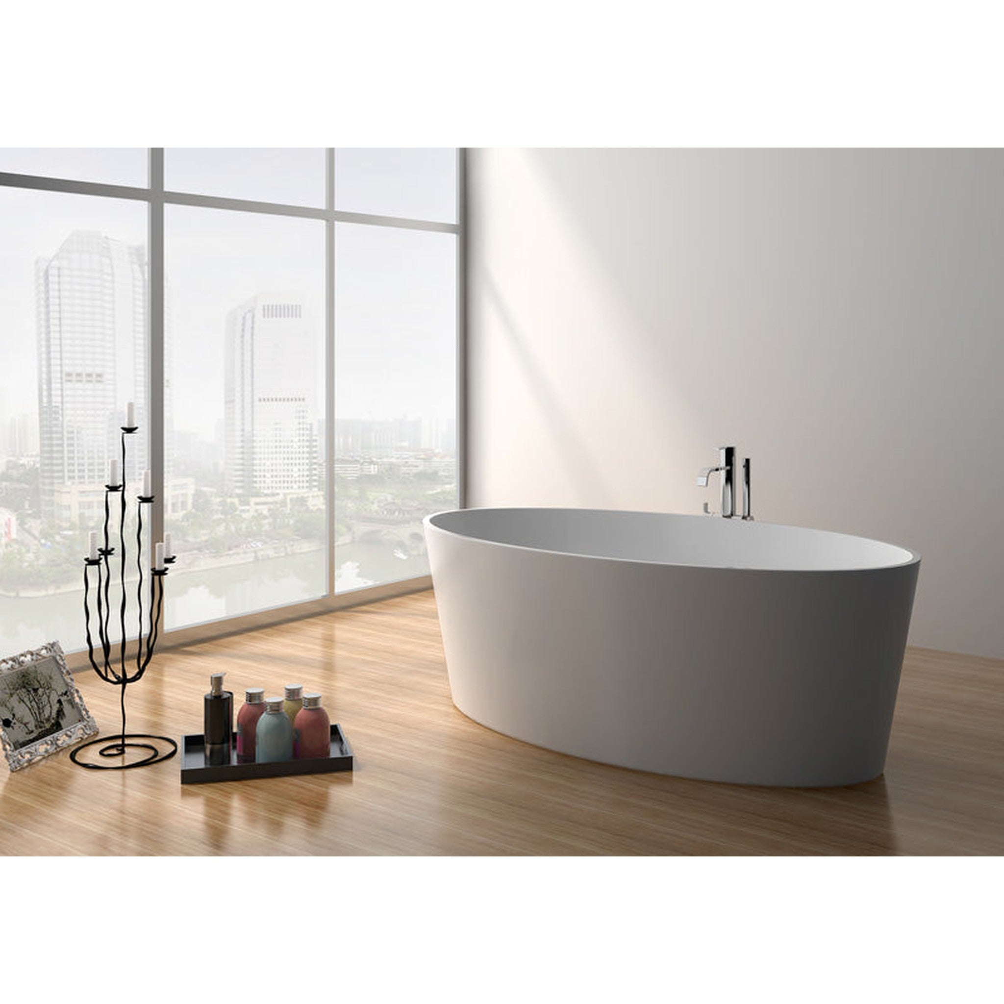 Legion Furniture 63" Matte White Solid Surface Bath Tub