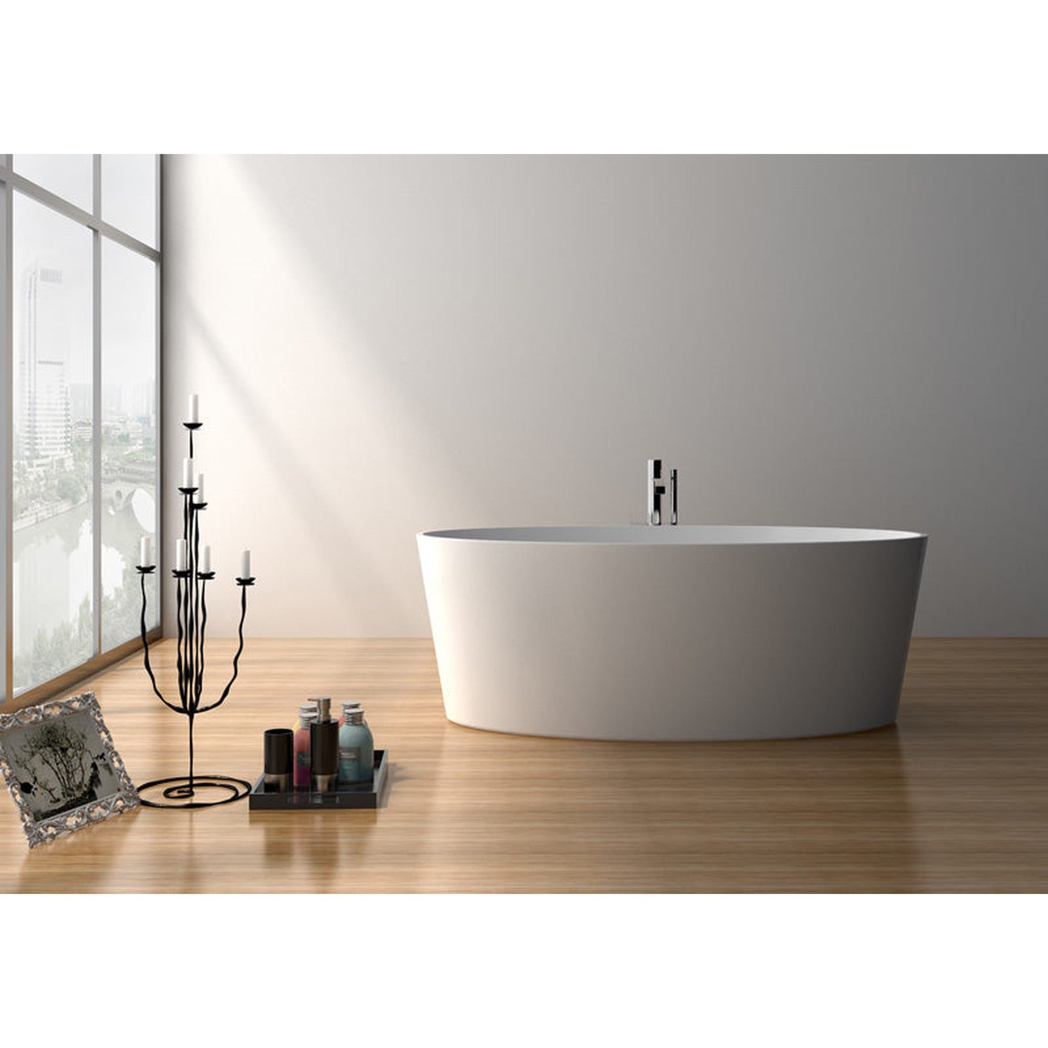 Legion Furniture 63" Matte White Solid Surface Bath Tub