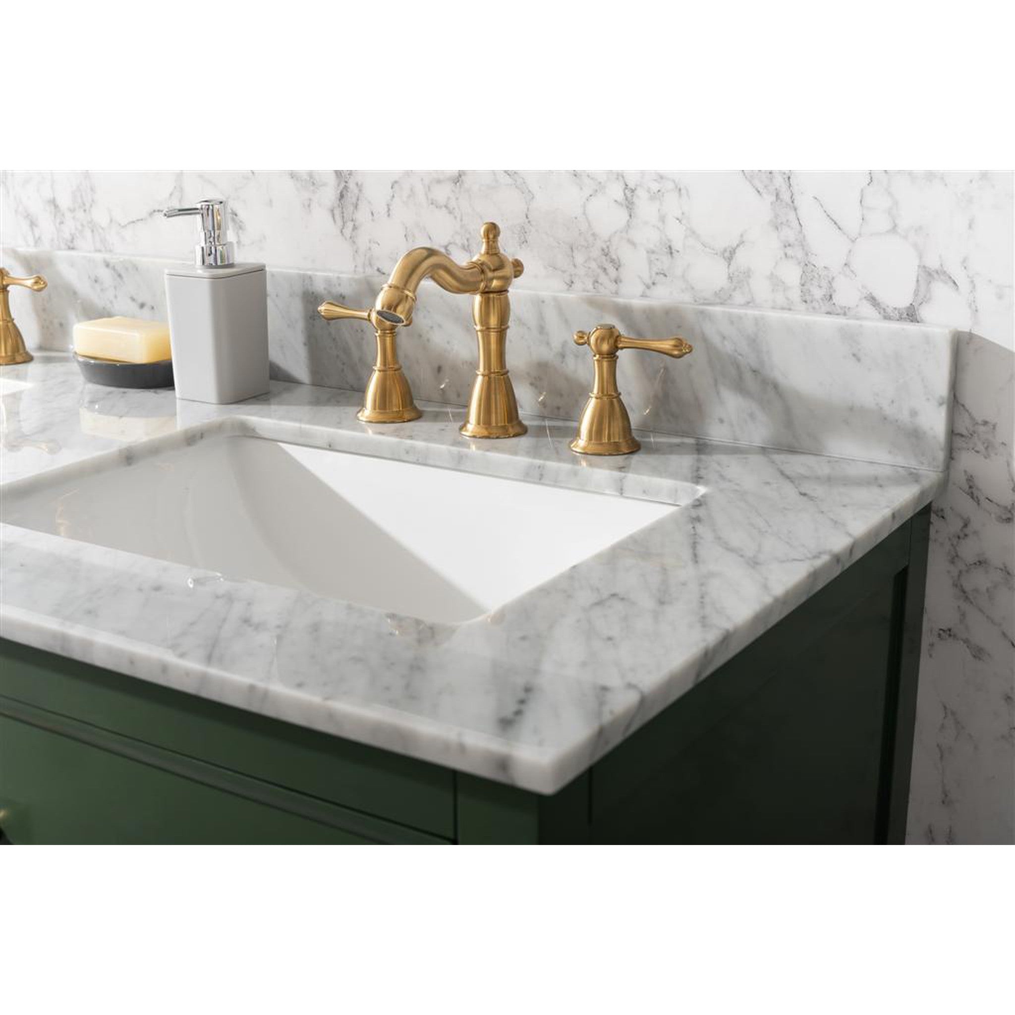 Legion Furniture 54" Vogue Green Finish Double Sink Vanity Cabinet With Carrara White Top