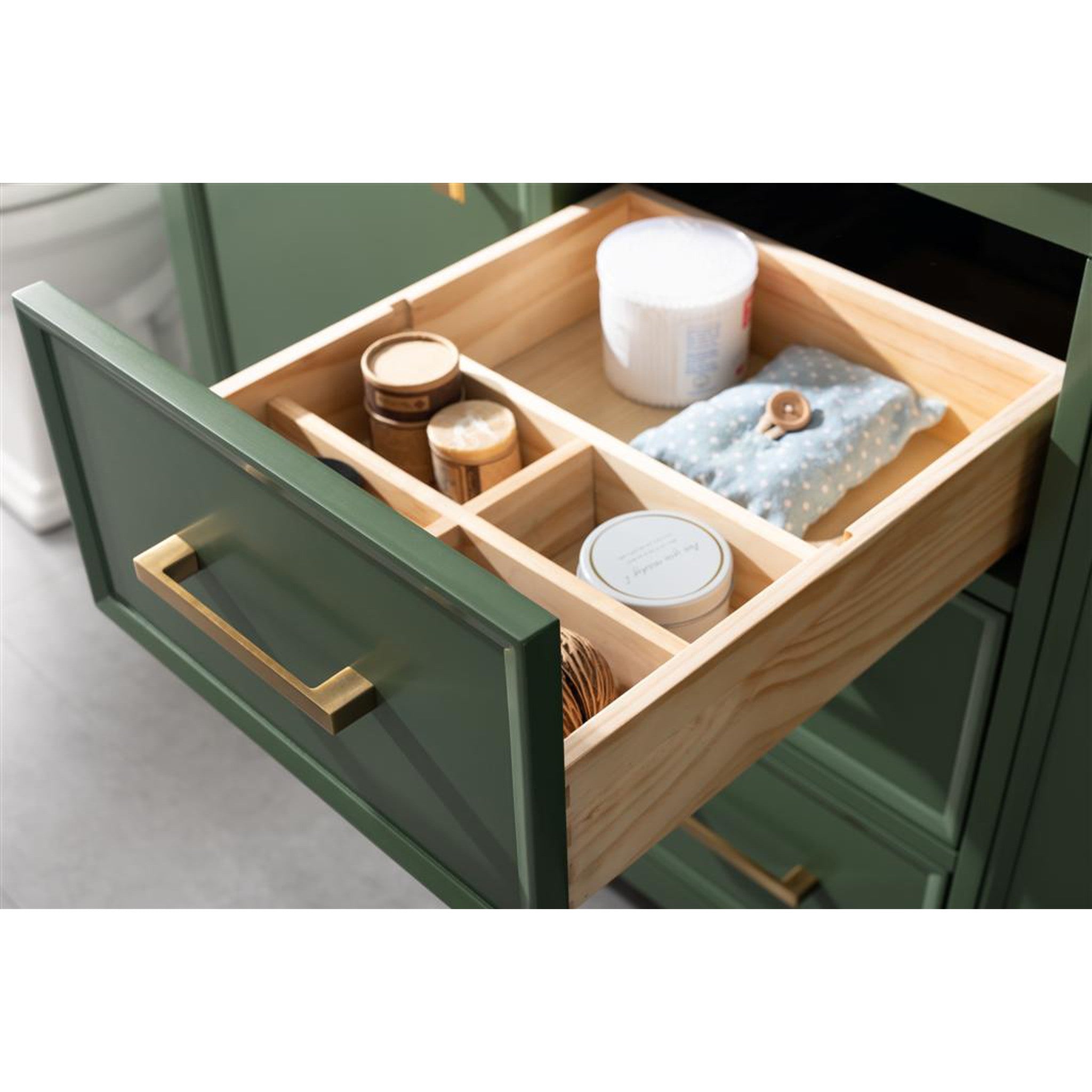 Legion Furniture 54" Vogue Green Finish Double Sink Vanity Cabinet With Carrara White Top