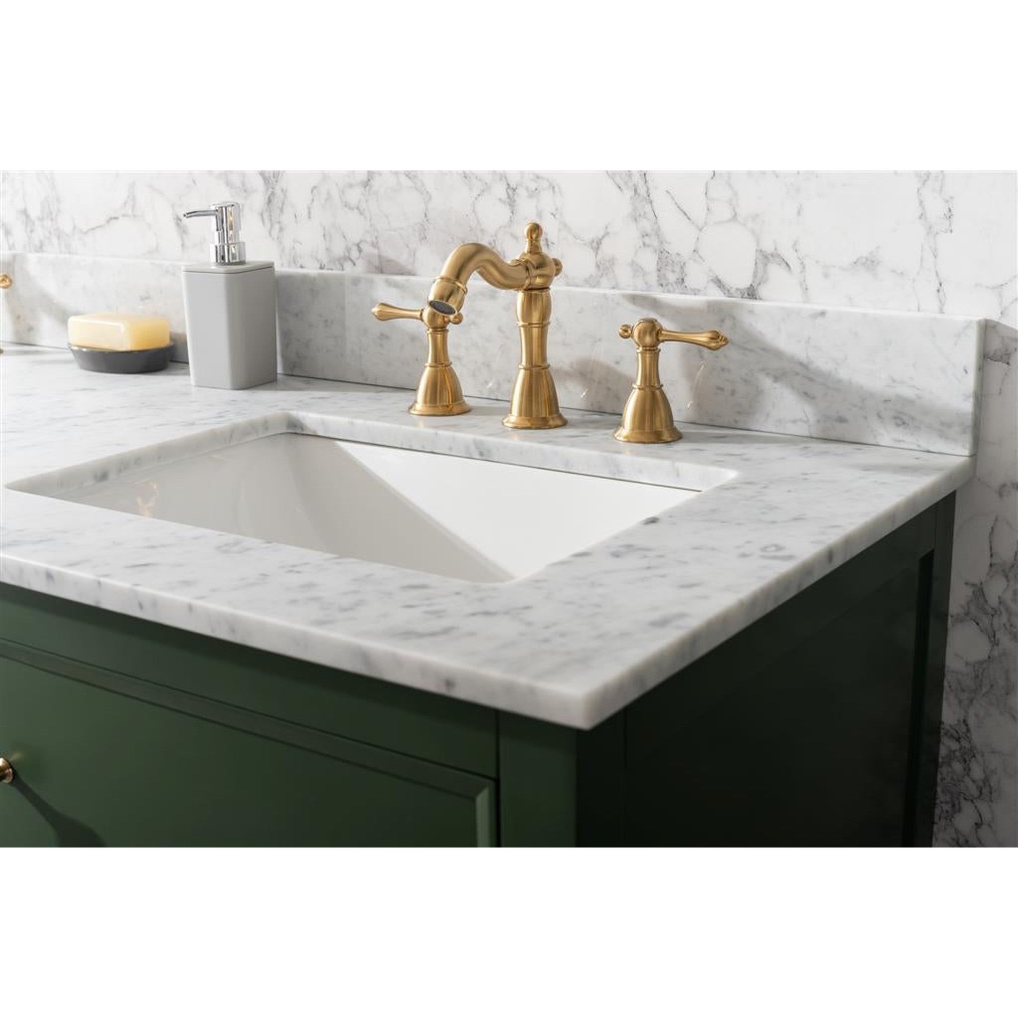 Legion Furniture 60" Vogue Green Finish Double Sink Vanity Cabinet With Carrara White Top