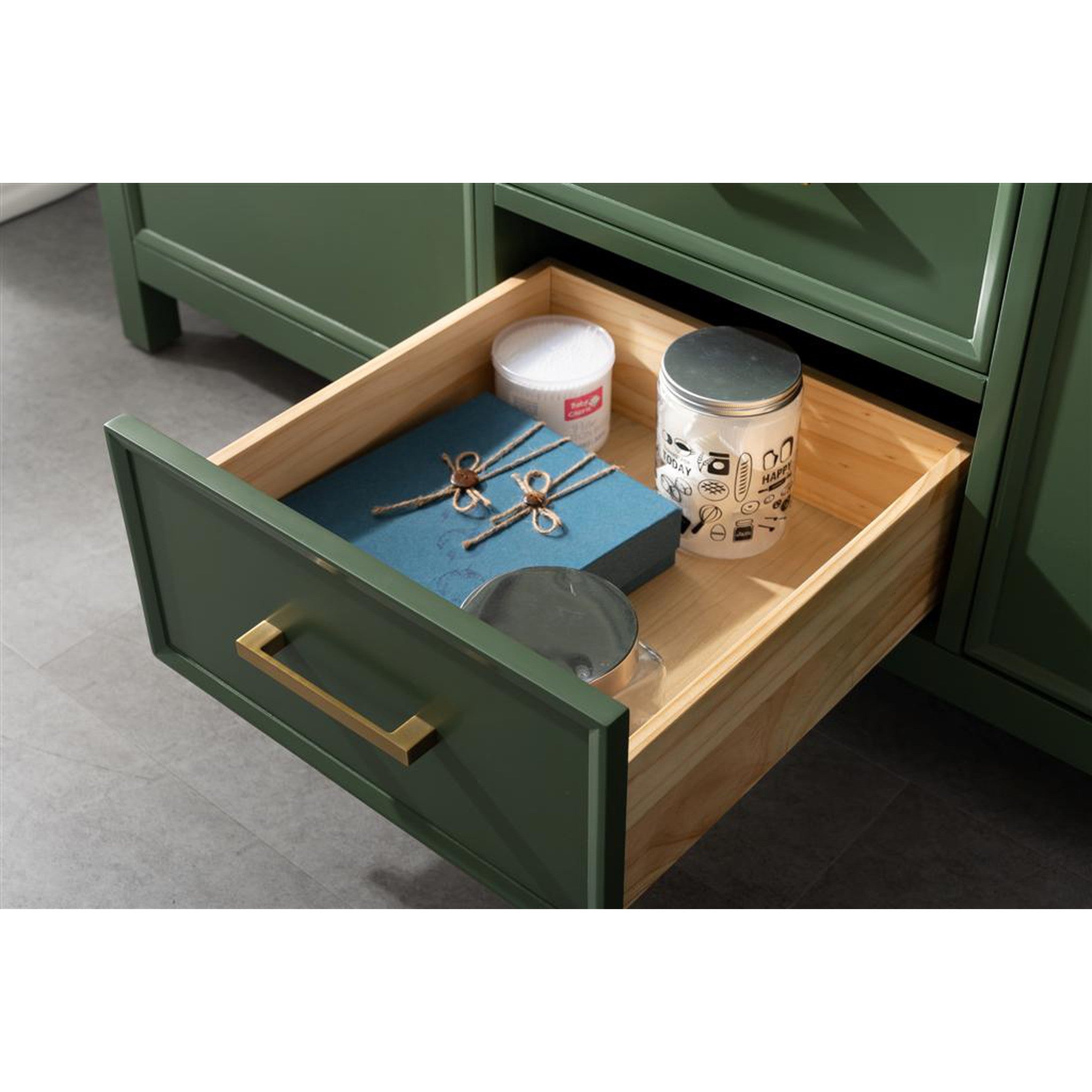 Legion Furniture 60" Vogue Green Finish Double Sink Vanity Cabinet With Carrara White Top