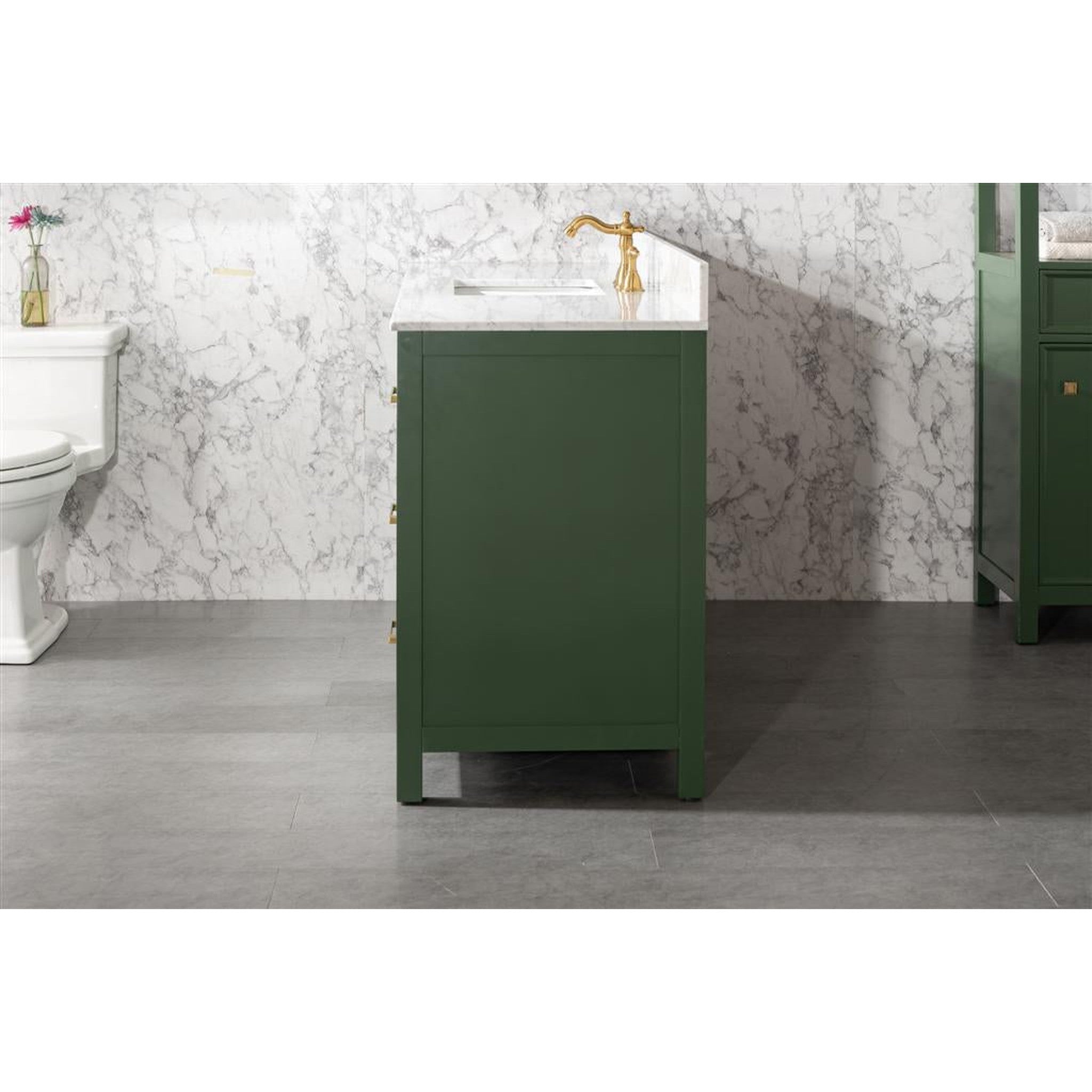 Legion Furniture 60" Vogue Green Finish Single Sink Vanity Cabinet With Carrara White Top