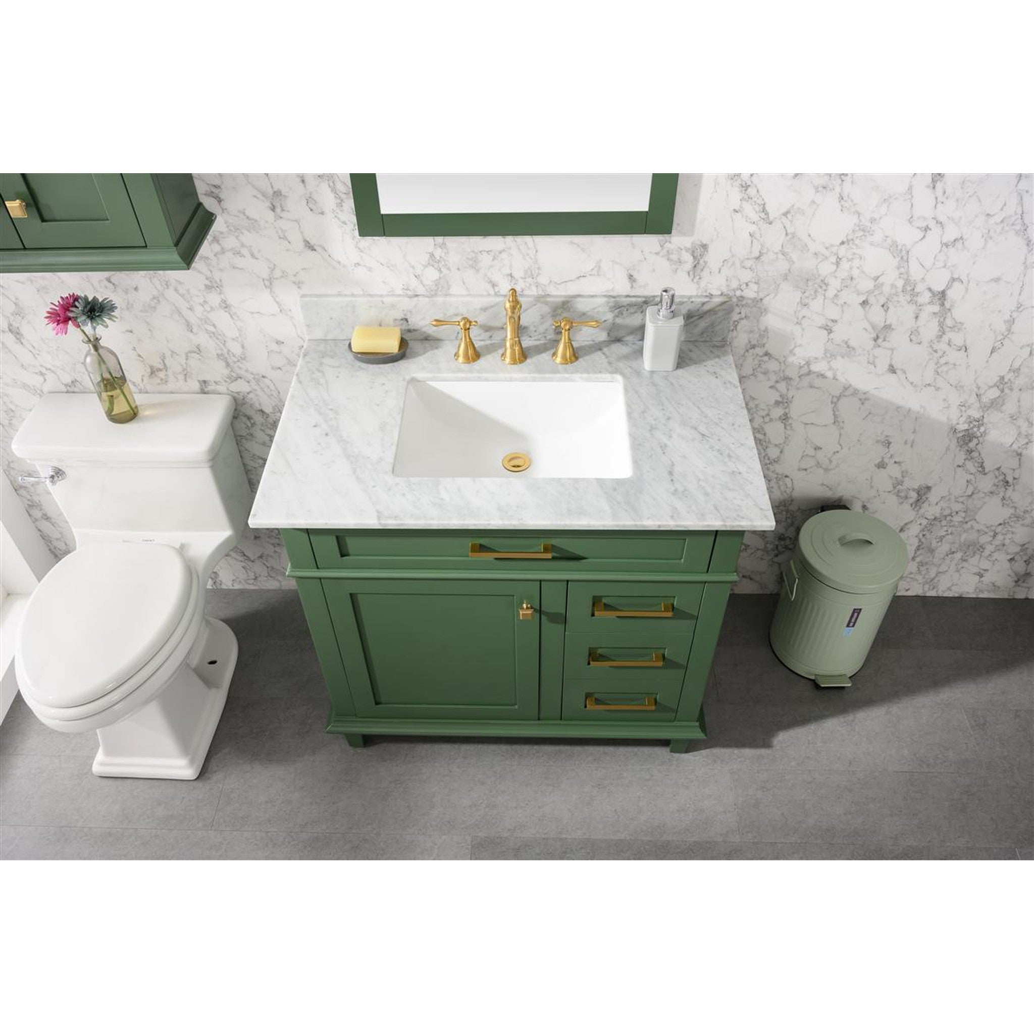 Legion Furniture WLF2236-VG 36 Inch Vogue Green Finish Sink Vanity Cabinet with Carrara White Top