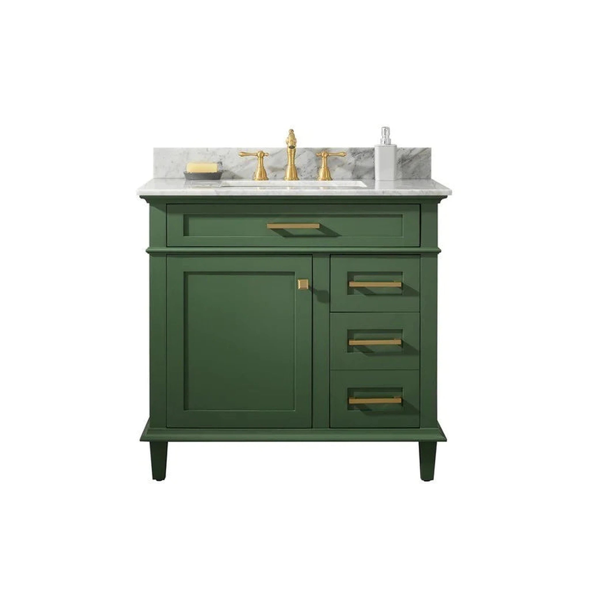 Legion Furniture WLF2236-VG 36 Inch Vogue Green Finish Sink Vanity Cabinet with Carrara White Top