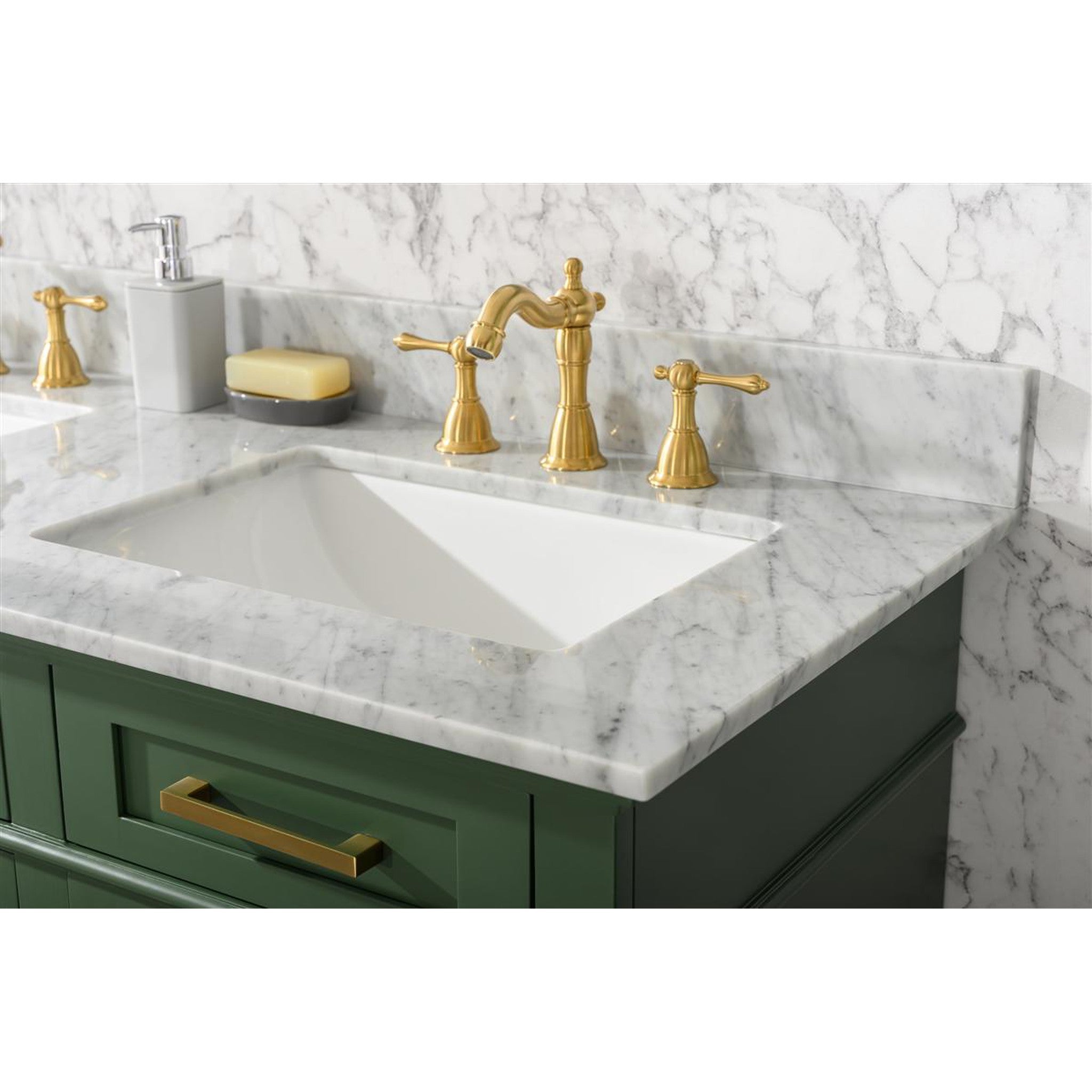 Legion Furniture 54" Vogue Green Finish Double Sink Vanity Cabinet With Carrara White Top