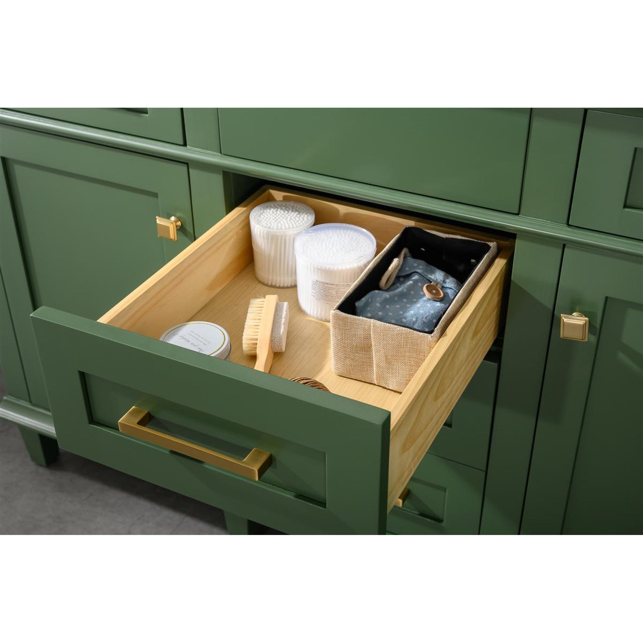 Legion Furniture 54" Vogue Green Finish Double Sink Vanity Cabinet With Carrara White Top