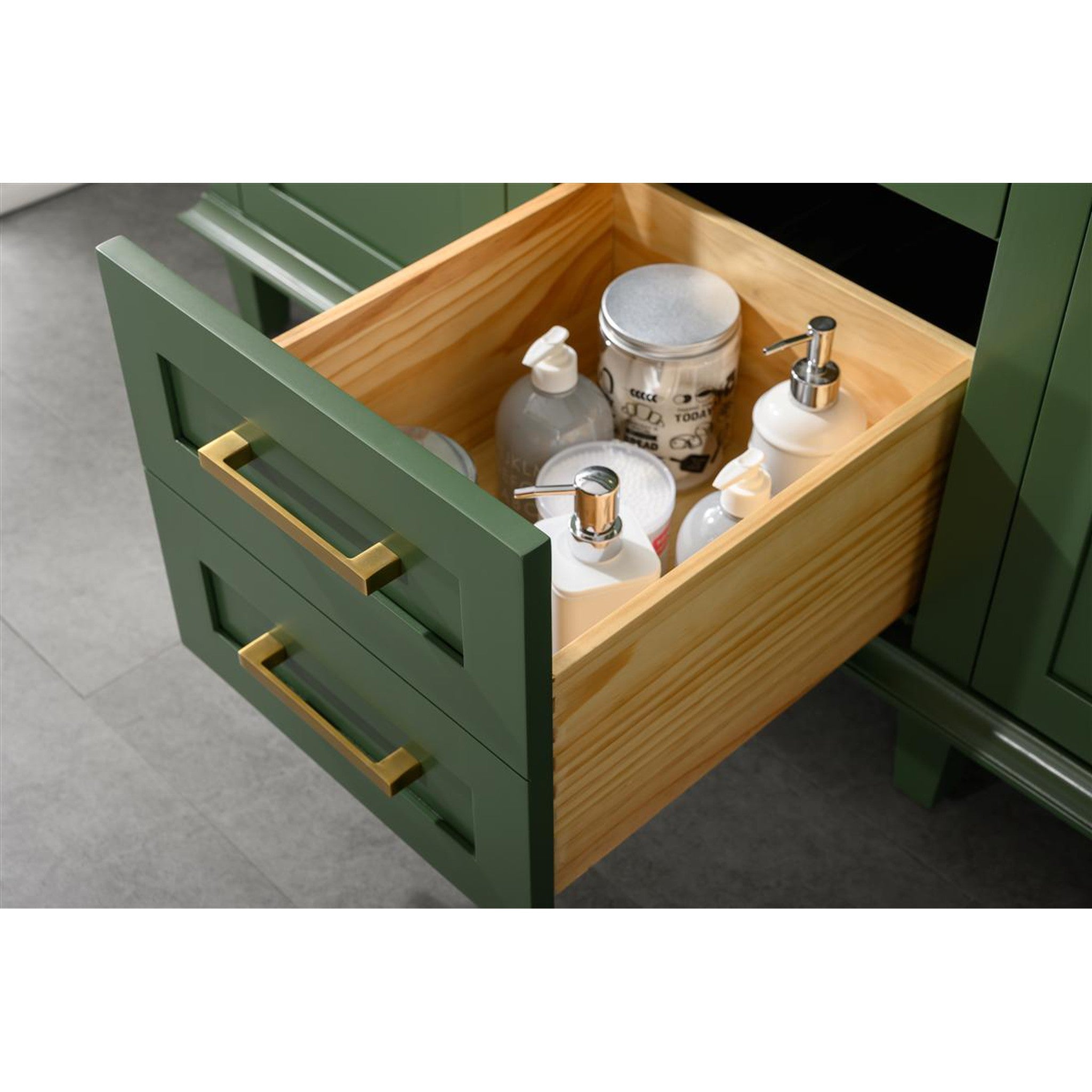 Legion Furniture 54" Vogue Green Finish Double Sink Vanity Cabinet With Carrara White Top